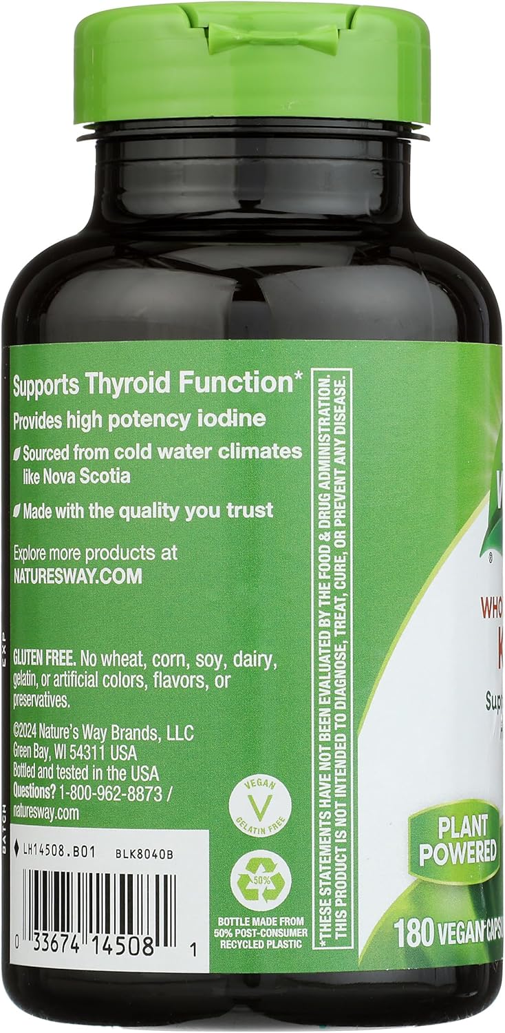 Nature's Way Kelp - Kelp Supplement for Thyroid Function Support* - Botanical Ingredient - Plant-Derived Capsule - Plant-sourced Iodine - Vegan, Gluten-Free & Dairy-Free - 180 Count (180 Servings) - Image 6