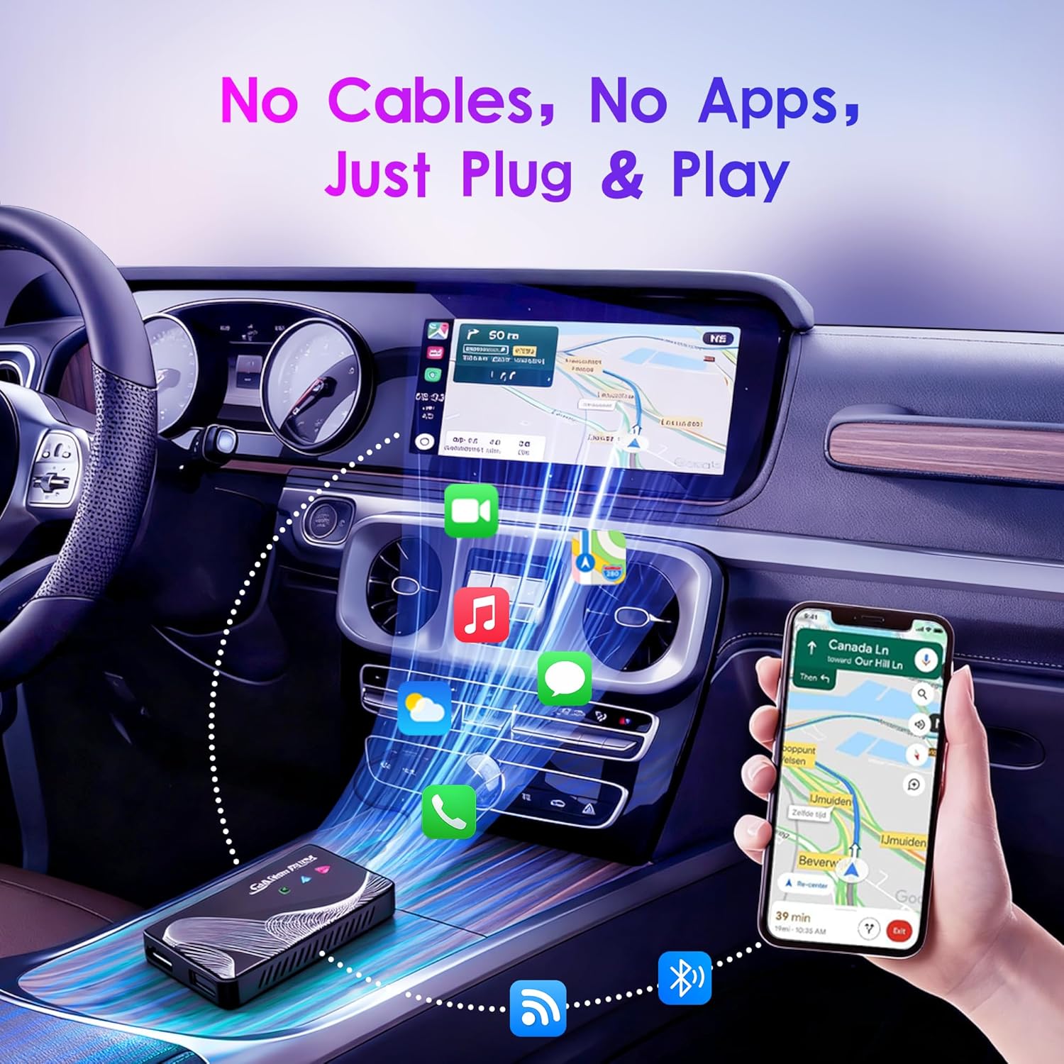 2026 Upgraded 【 3-in-1 】 HDMI Input Car TV & Wireless CarPlay Adapter & Android Auto, Stream TV Stick/i-Phone/Android Phone to Your Vehicle, Plug & Play for Factory Car Stereo 2016+ - Image 4