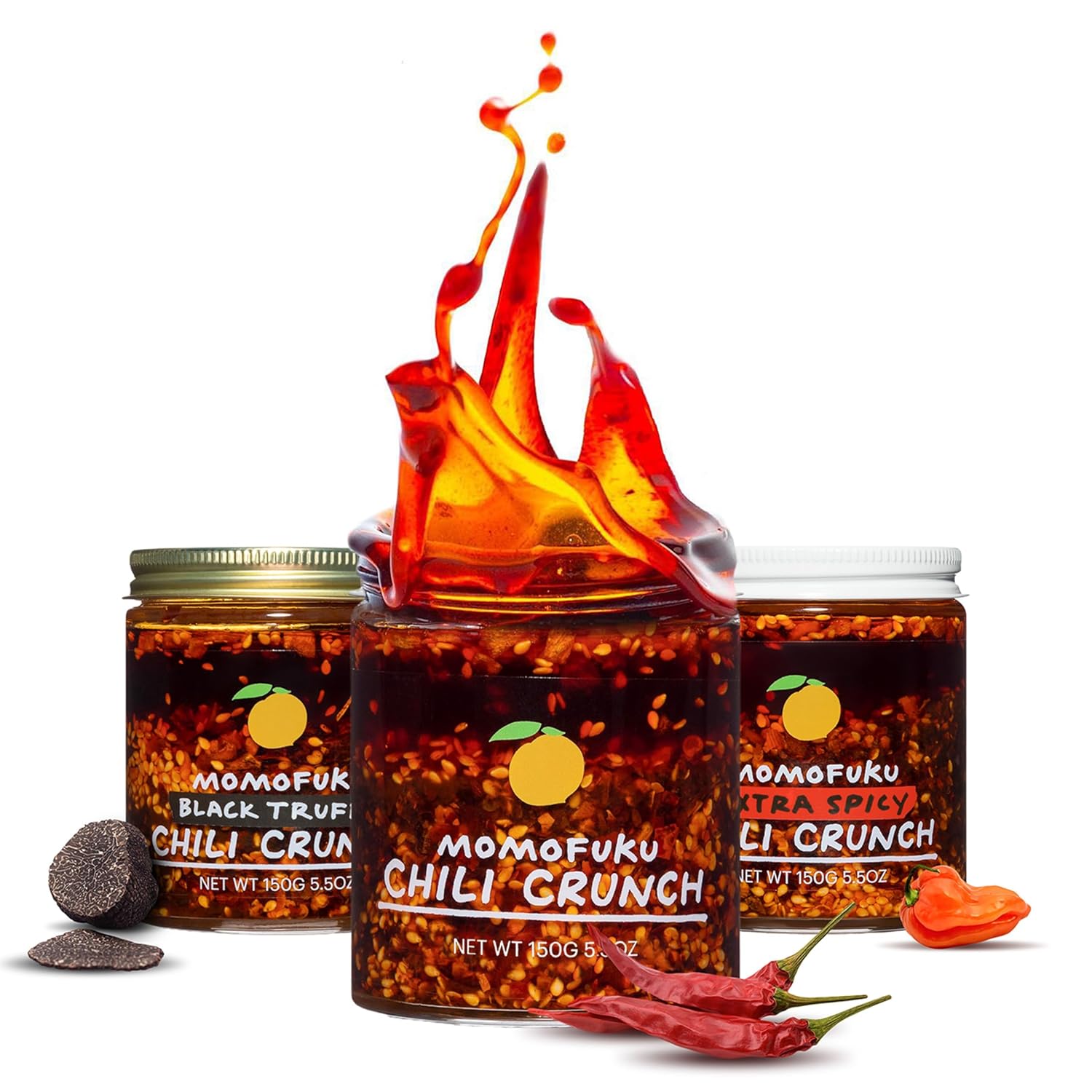 Momofuku Chili Crunch Variety Pack by David Chang, 3 Pack (5.5 Ounces Each), Crunchy Garlic and Shallot Oil, Spicy Chili Crisp Sauce or Ramen Topping