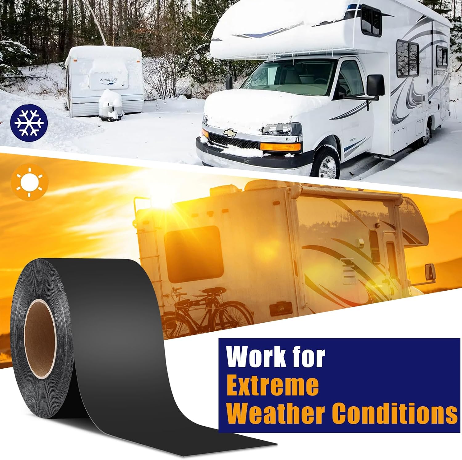 Butyl Sealant Tape, RV Roof Tape Black, 4 Inch x 50 Feet RV Repair Sealant Waterproof Tape, UV & Weatherproof Butyl Roofing Tape for Window, Boat Sealing, Truck and Trailer Roof Sealant - Image 3