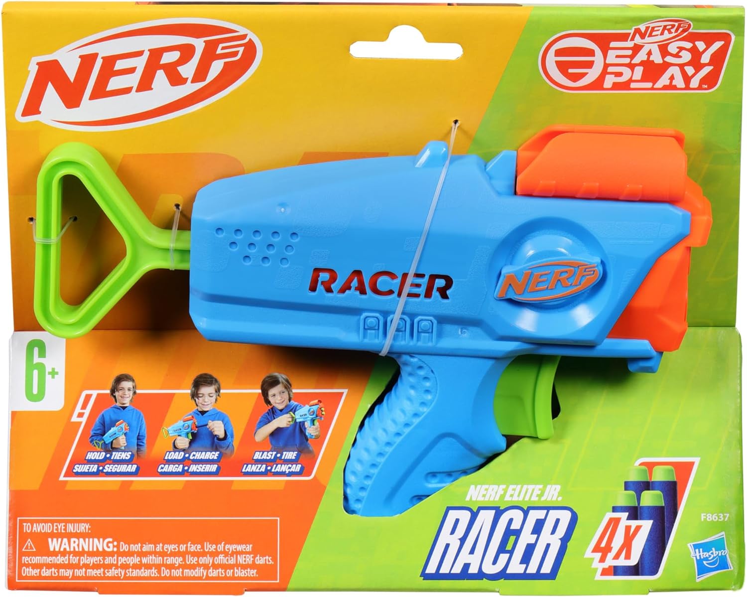 NERF Elite Junior Racer Easy Play Dart Blaster, 4 Nerf Elite Darts, Nerf Blaster Outdoor Toys, for Kids, Ages 6+ - Image 2