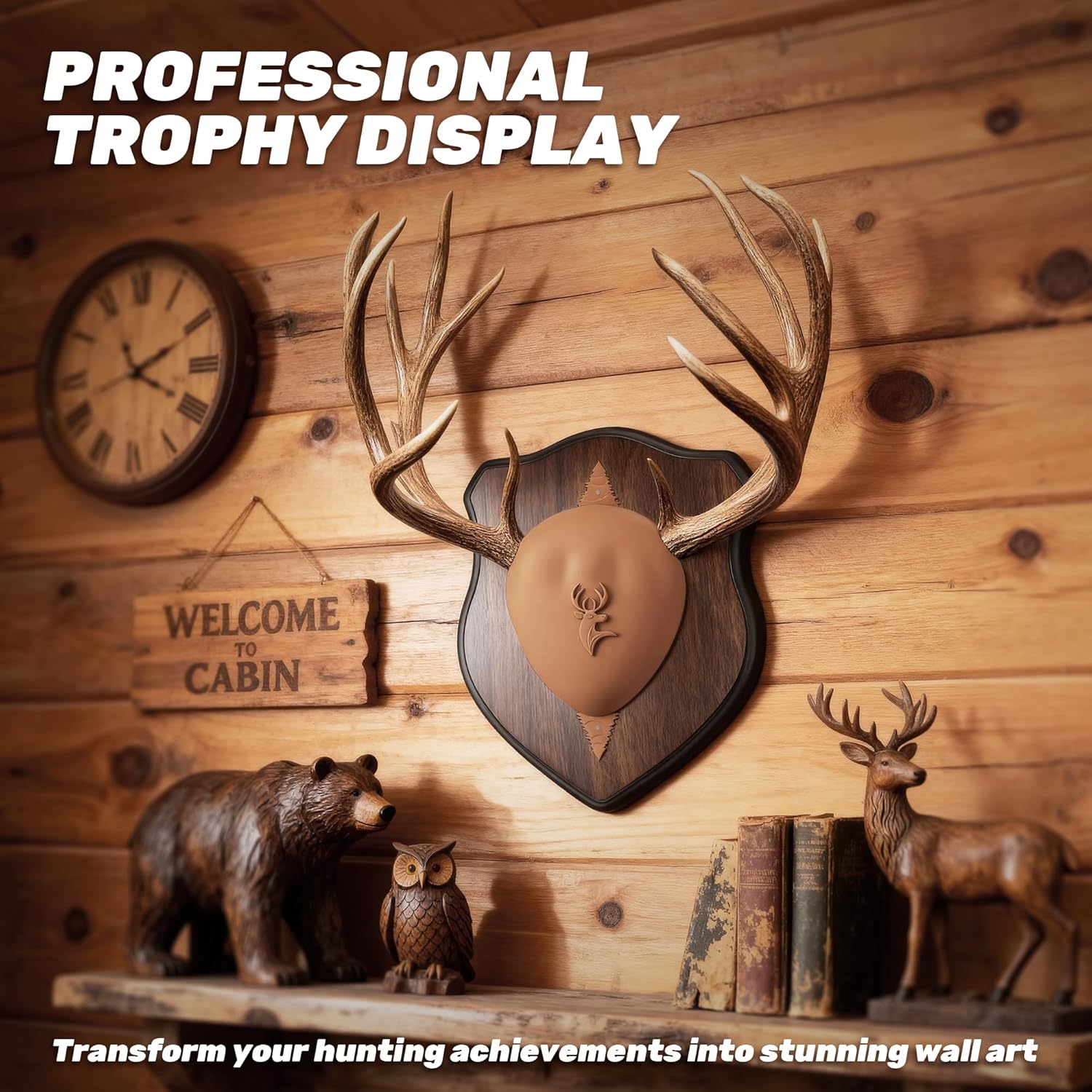 Deer Antler Mounting Kit, Wood Plaque Antler Mounting Kit with Silicone Skull Cover, Hardware Included (Brown Skull Cover,4 Pack) - Image 5