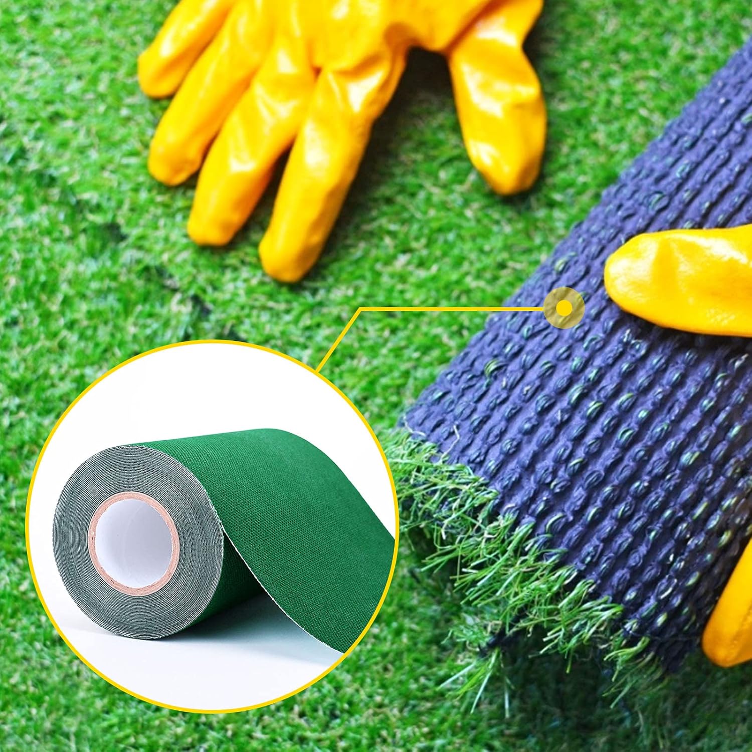 Artificial Grass Seam Tape- 6 Inch Width x 196 Inch Long Single Sided Self-Adhesive Synthetic Turf Seaming Tape for Lawn,Carpet Jointing,Mat Rug,Connecting Fake Grass - Image 7