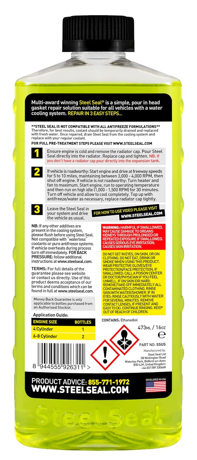 Steel Seal Blown Head Gasket Fix Repair Sealer for 4 Cylinder Engines - Image 2