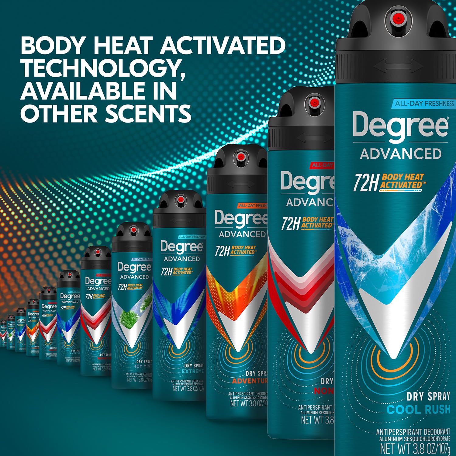 Degree Men’s Antiperspirant Deodorant Spray, Cool Rush, 4-Pack – 72H Sweat & Odor Protection, 3.8 Oz Ea - Image 7