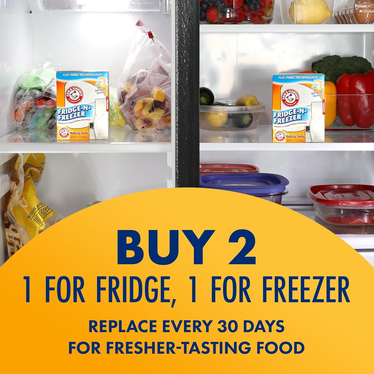 Arm & Hammer Baking Soda Fridge-n-Freezer Odor Absorber, Orange 14 oz, Pack of 12 - Image 7