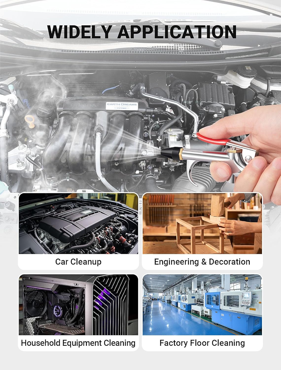 4Pcs Air Blow Gun Kit, 2-Way Connection Air Nozzle Blow Gun with 1/4 IN Standard Quick Fitting & Rubber Tip, Air Compressor Gun with Stable High-Pressure Airflow for Dust Cleaning and Inflation - Image 7