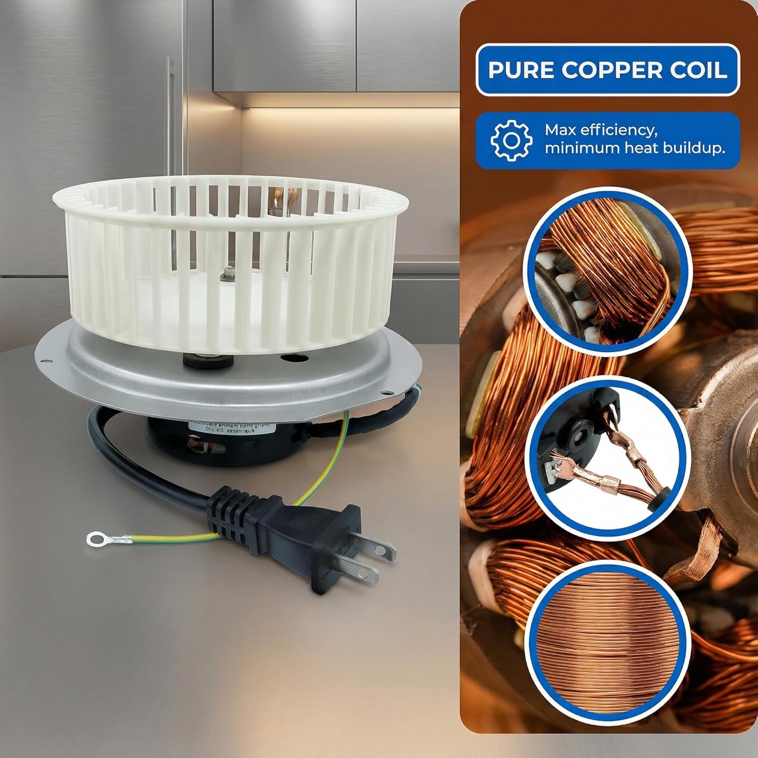 Compatible with Nutone QT80 QT-80 QT-80-N-B Series,Bathroom Fan Motor,Replaces 0695B000 S0695B000 JAC118 JA2B089N JA2C118H Motor Assembly,1400 RPM,110CFM - Image 2
