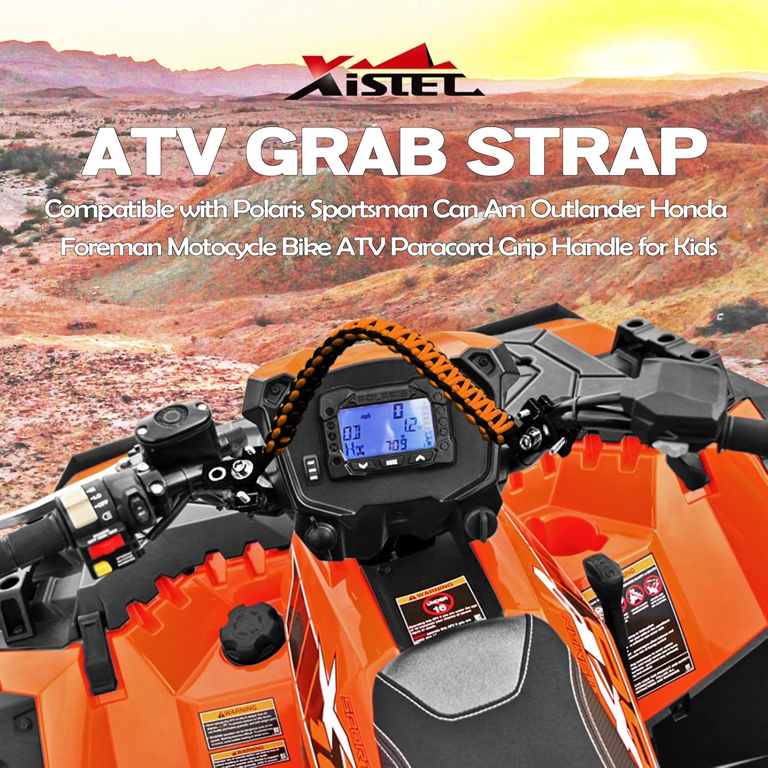 Xislet ATV Grab Strap Compatible with Polaris Sportsman Can Am Outlander Honda Foreman Motocycle Bike ATV Paracord Grip Handle for Kids Universal for 0.75-1.37 Inch Handlebars - Image 2