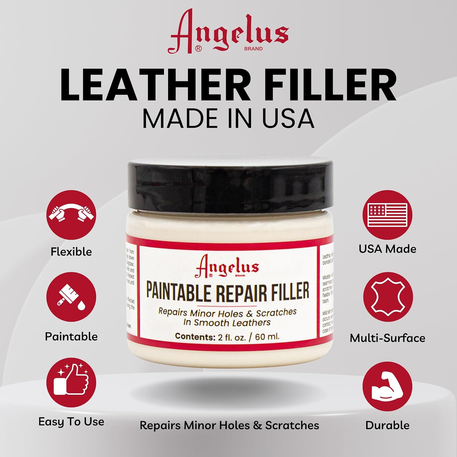 Angelus Leather Filler for Filling or Repairing Holes, Tears, Cracks, Scratches, for Leather Car Seats, Furniture, Shoes - Flexible | Made in USA - 2 fl oz - Image 2