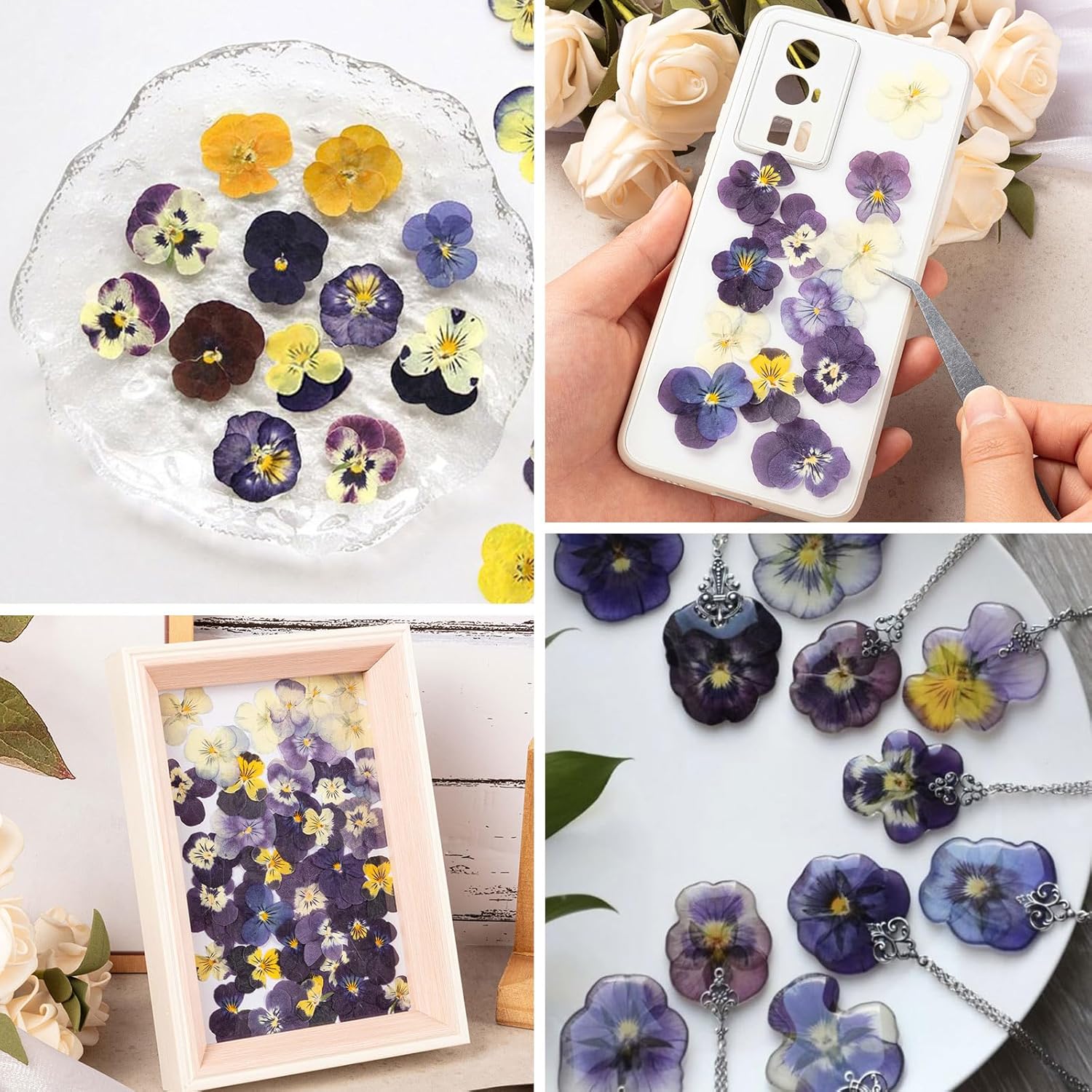 60Pcs Dried Pressed Pansies Flowers for Cake Decorating, Purple Real Dry Flower for Resin Art Crafts Jewelry Decorations - Image 5