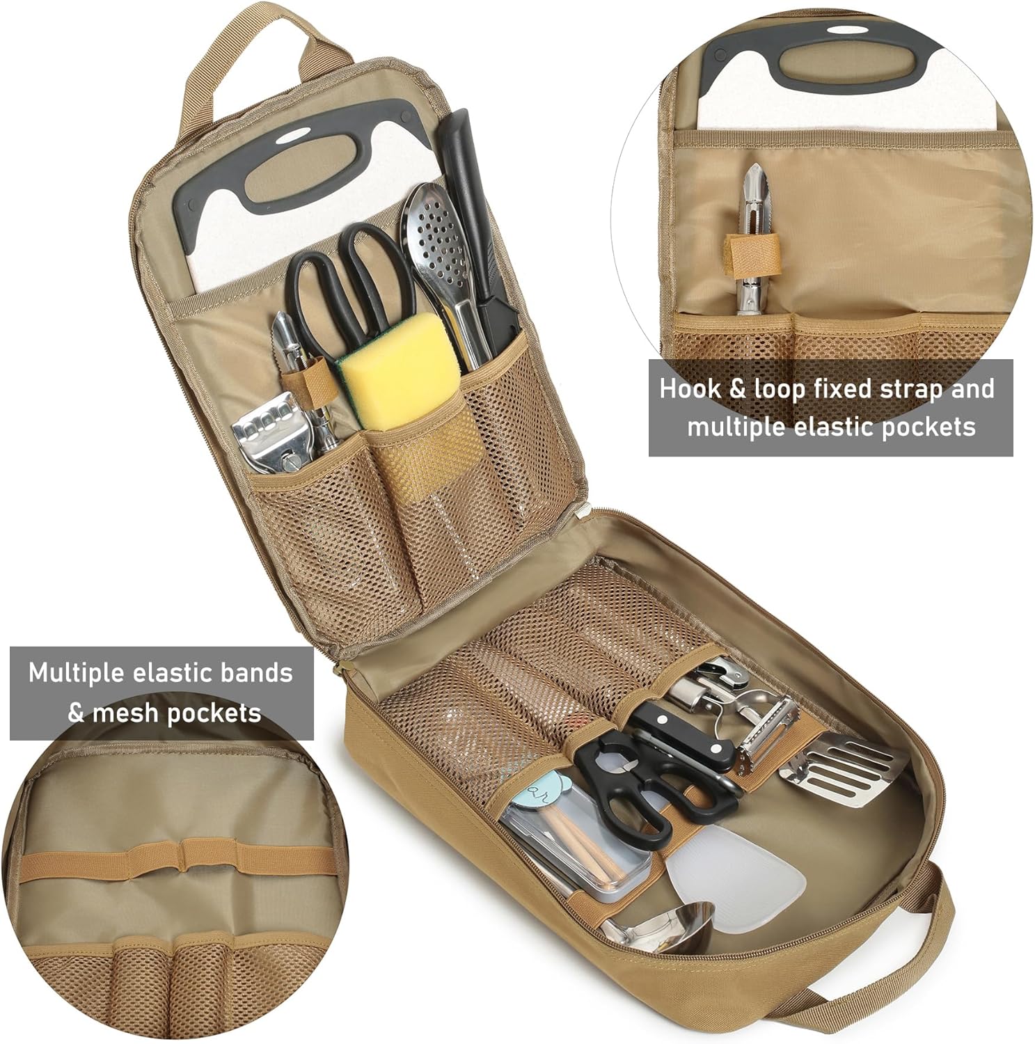 Tactical Camp Kitchen Organizer Camping Cooking Utensils Bag for BBQ, Picnic, Travel & Hiking (Bag Only) - Image 2
