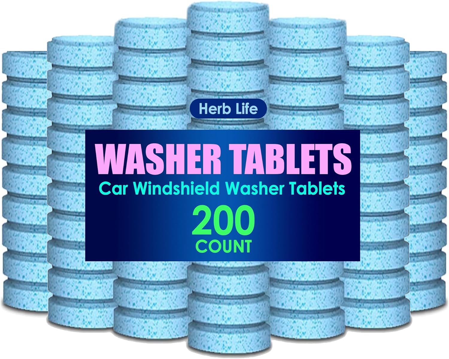 200 PCS-Car Windshield Washer Tablets, Glass Cleaner, Concentrated Effervescent Tablets, Solid Windshield Effervescent Wiper Tablet for Car Window Glass Cleaning (S)