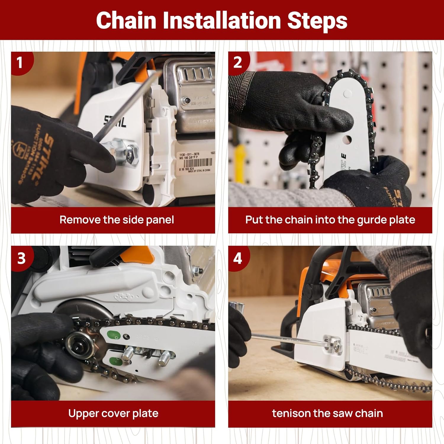 3-Pack 10 Inch Chainsaw Chain 40 Drive Links, 3/8" Pitch, 0.050" Gauge, Fit for Craftsman, Remington, Worx, Sun Joe, Greenworks, Earthwise, Echo, Oregon, Husqvarna Chainsaws and More-S40 - Image 7