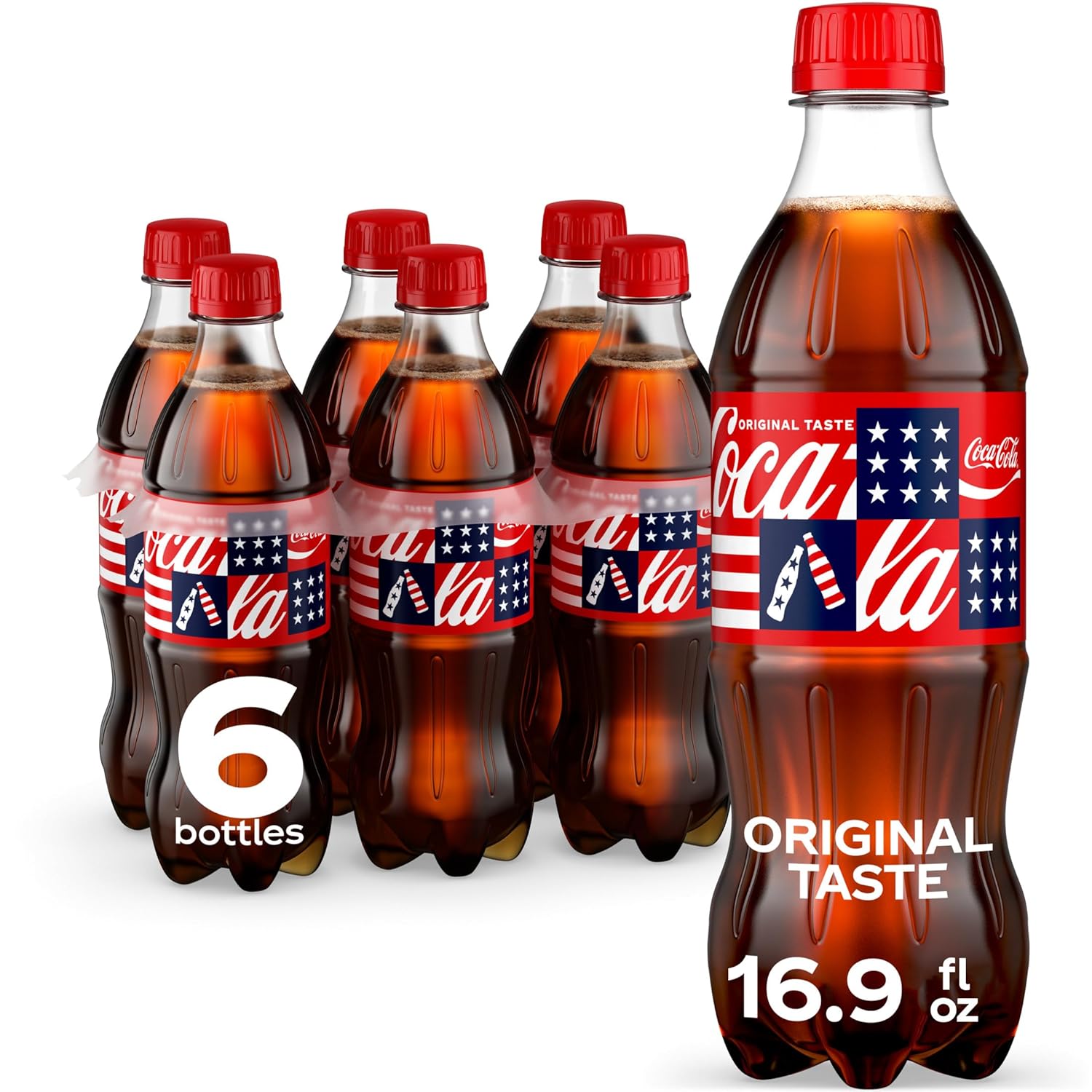 Coca-Cola Soda Soft Drinks, 16.9 fl oz Bottles, 6 Pack - Classic Cola Soft Drink Pack