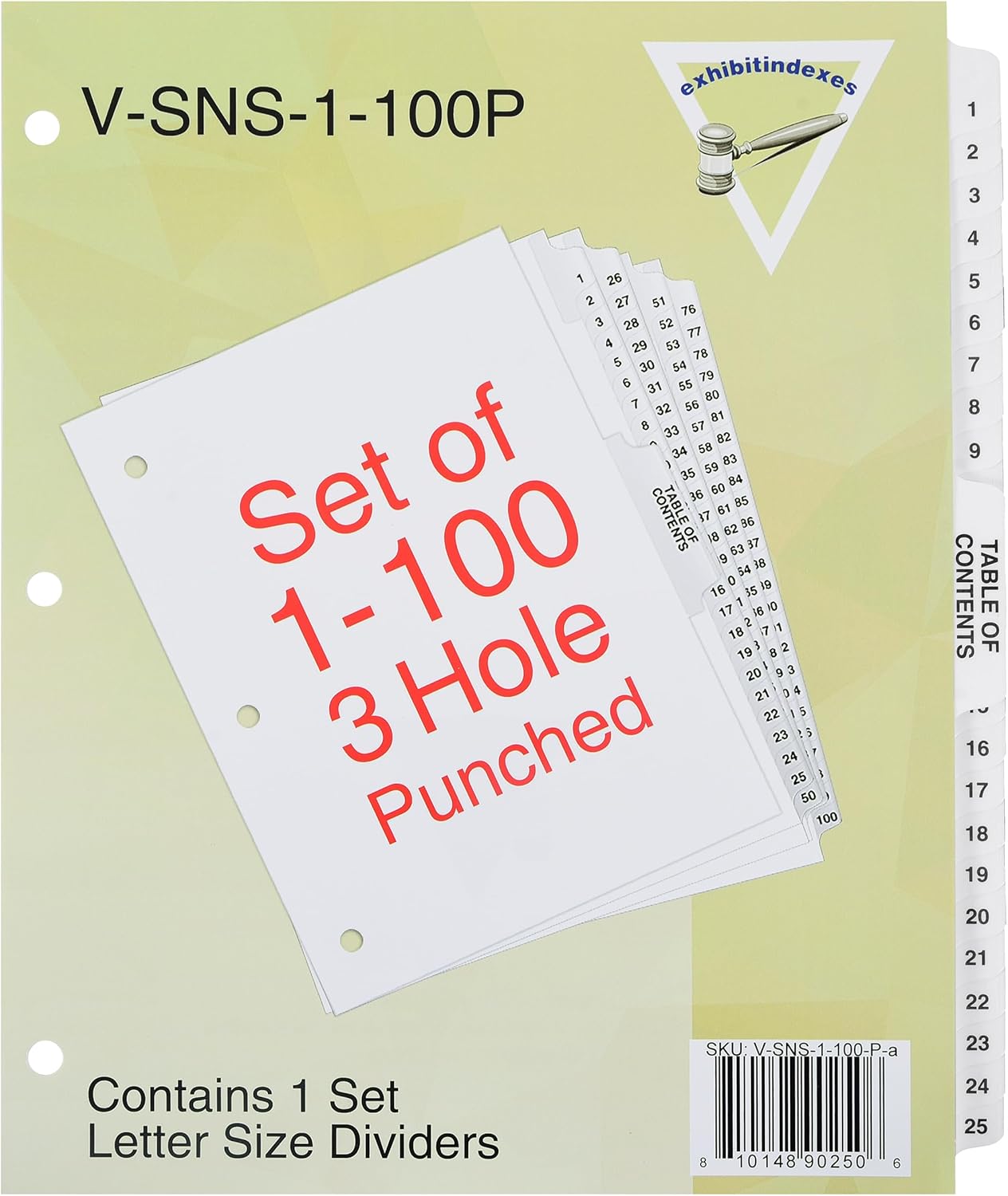 Exhibitindexes® Numbered Dividers 1-100 Punched - AVE Style Bold Tabs - Side Collated Exhibit Tabs - Made in The USA | Letter Size - 1-100 - Sets - Image 3