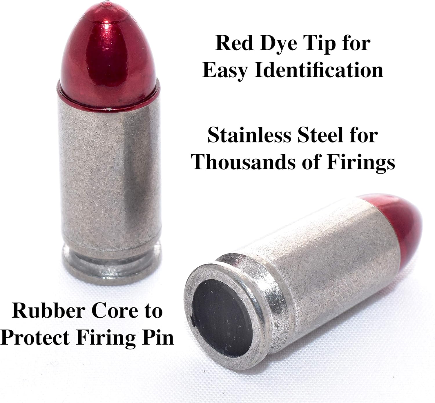9mm Stainless Steel Snap Caps/Dry Fire Training Rounds - Image 2