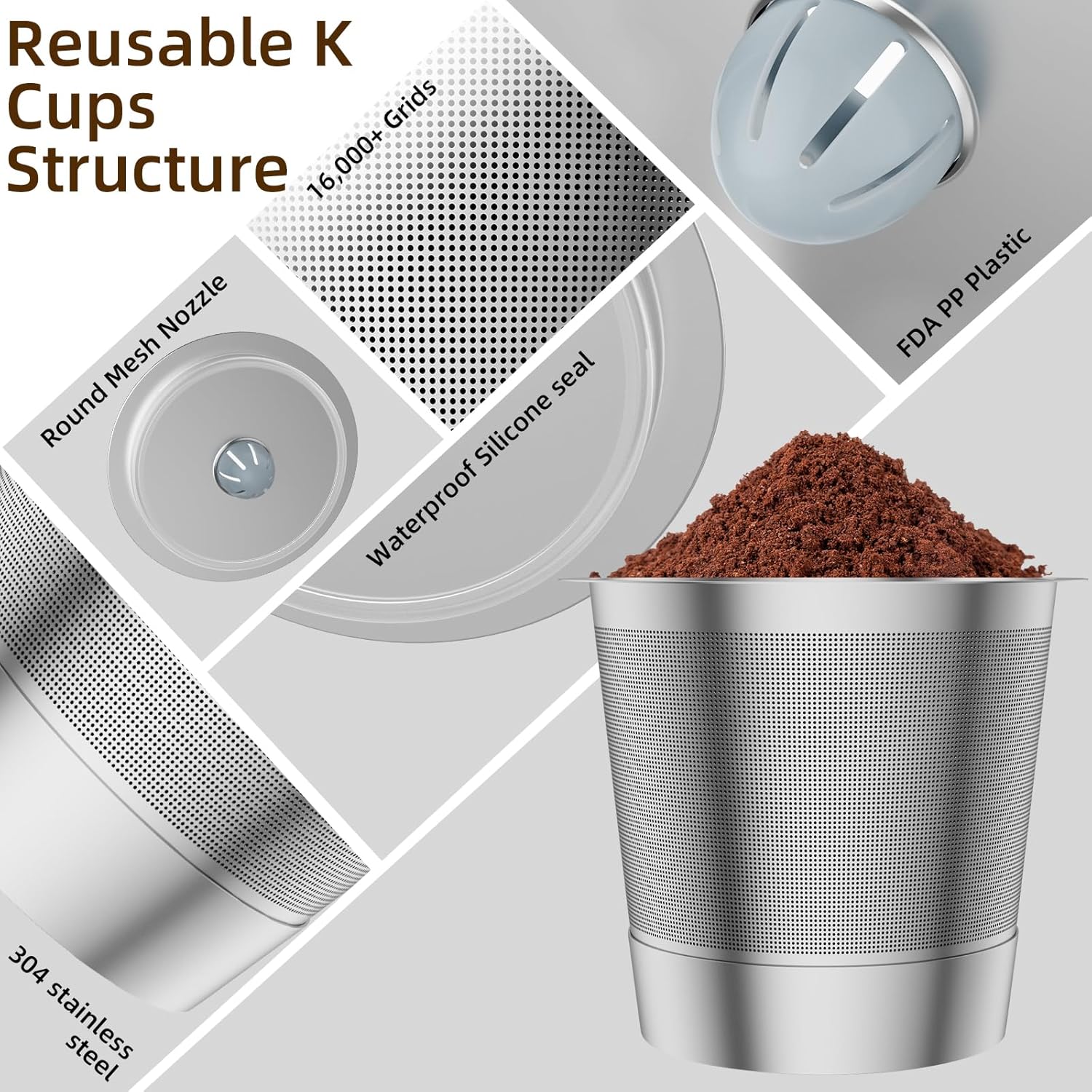 2 Pack Reusable K Cup Coffee Pods, Universal Stainless Steel Refillable K Cup Coffee Filters for Keurig 1.0 and 2.0 Coffee Makers - Image 2