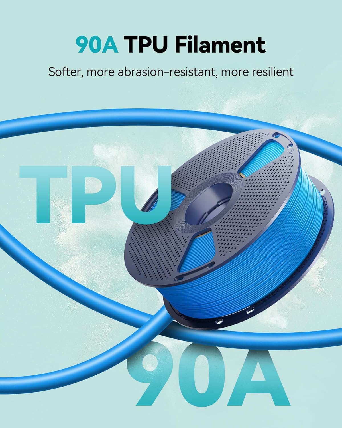SUNLU TPU 3D Printer Filament 1.75mm,Highly Elastic 90A TPU Filament,Flexible 3D Filament for Fast Printing,Dimensional Accuracy +/- 0.03mm,Suitable for Most FDM 3D Printers.1KG (Green). - Image 2