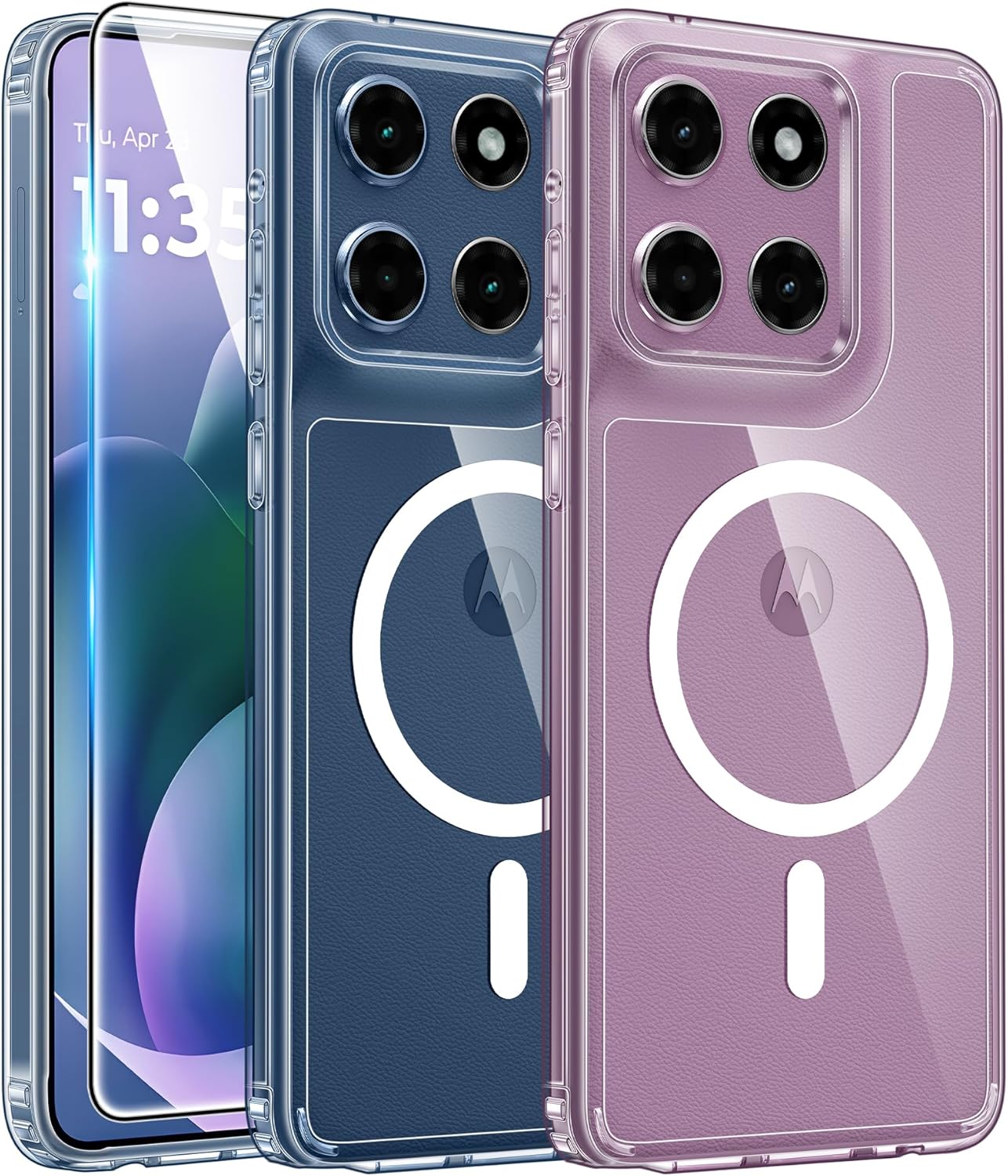FNTCASE for Motorola Moto G Stylus-2026/2025 Case: Clear Magnetic Case with Screen Protector Military Grade Drop Anti Yellowing Cell Phone Cover - Shockproof Protective Bumper Transparent Cases(Clear)