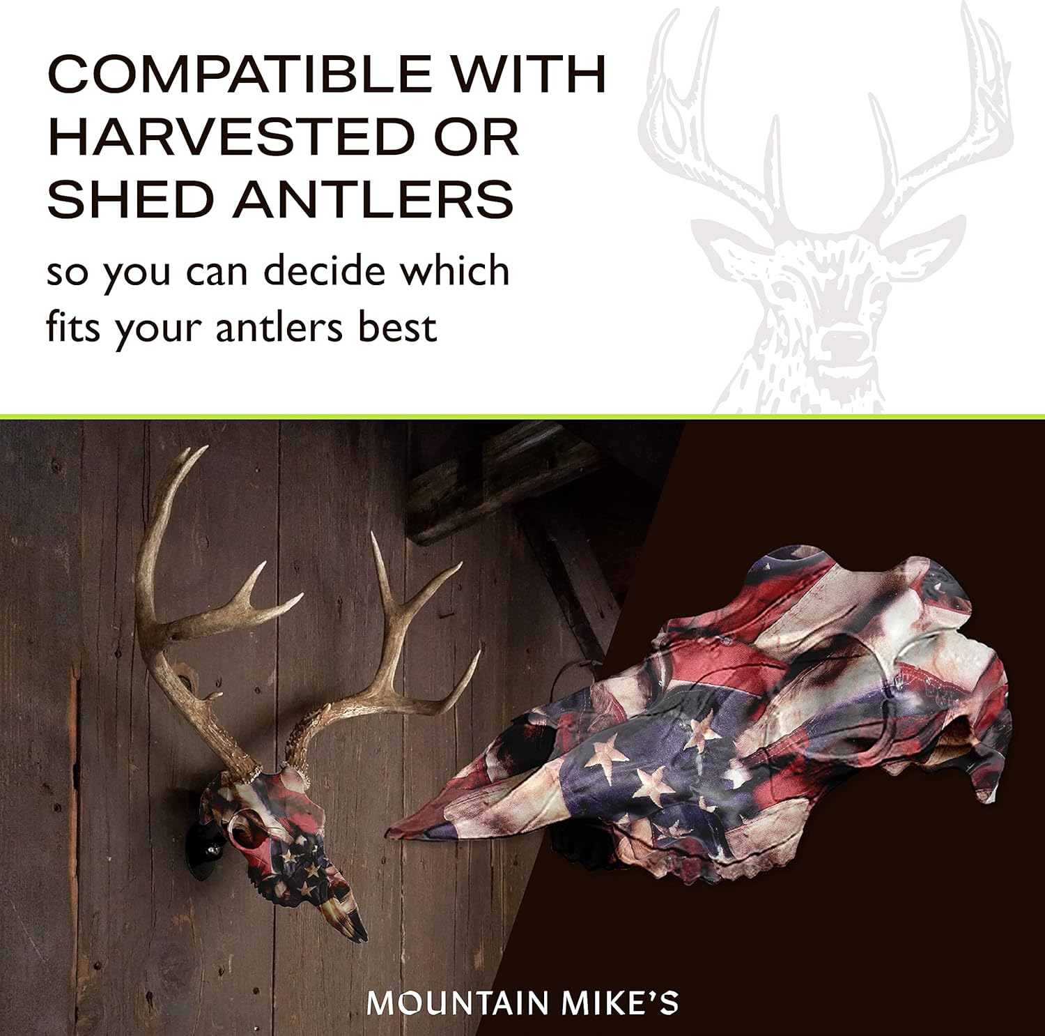 Skull Master by Illusion | Color: Respect Flag | European Mount | Antler Mounting Kit | Euro Mount | 3D Modeled Replica Deer Skull | Taxidermy | for Harvested and Shed Antlers | Universal Sizing - Image 2