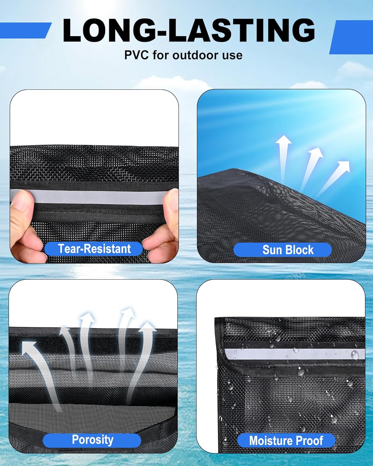PLOZANO Closable Boat Storage Bag with Lid, Reflective Strong Adhesive PVC Boat Caddy Organizer Mesh Bag, Boat Storage Net for Gloves, Flashlight etc.13.4"x9.8" - Image 4