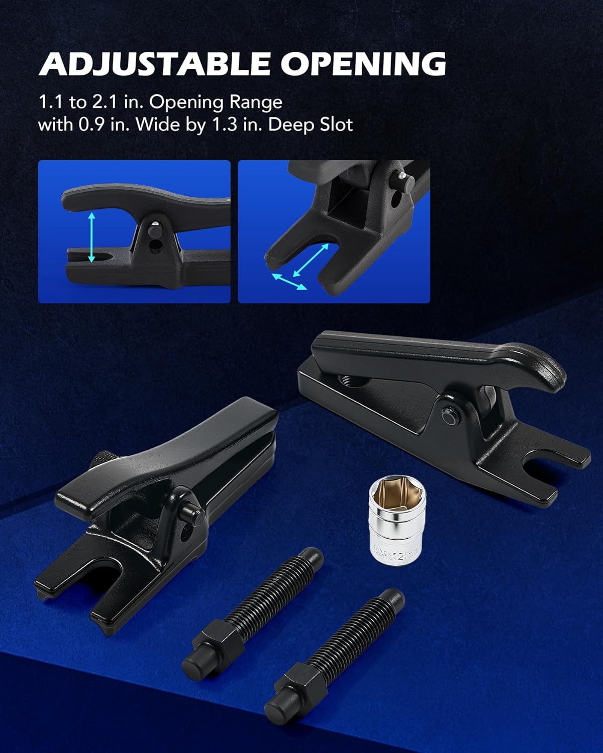 Orion Motor Tech Inner Tie Rod End Tool & Ball Joint Separator Set, 2-in-1 Tie Rod Removal Tool & Ball Joint Spread Tool Set, Ball Joint Removing Tool with 1/2" Drive Socket 3/8" Drive Tie Rod Clamp - Image 5