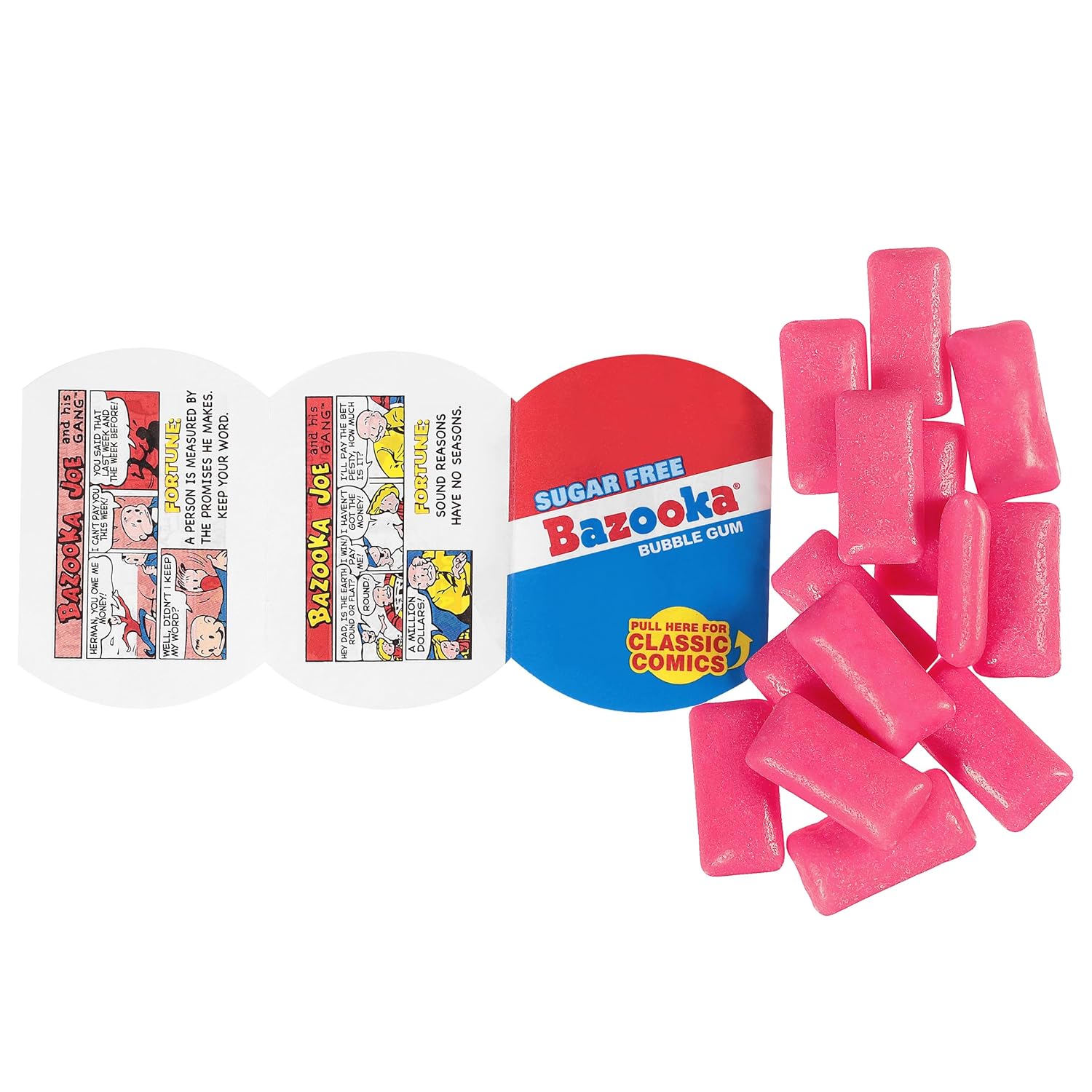 Bazooka Bubble Gum Sugar-Free Chewing Gum Pellets, Bulk Gum in Resealable Bag, 120 Ct in Original Pink Flavor, Sugar Free Bulk, Baseball Party Favors, Nostalgic 90s Candy - Image 3