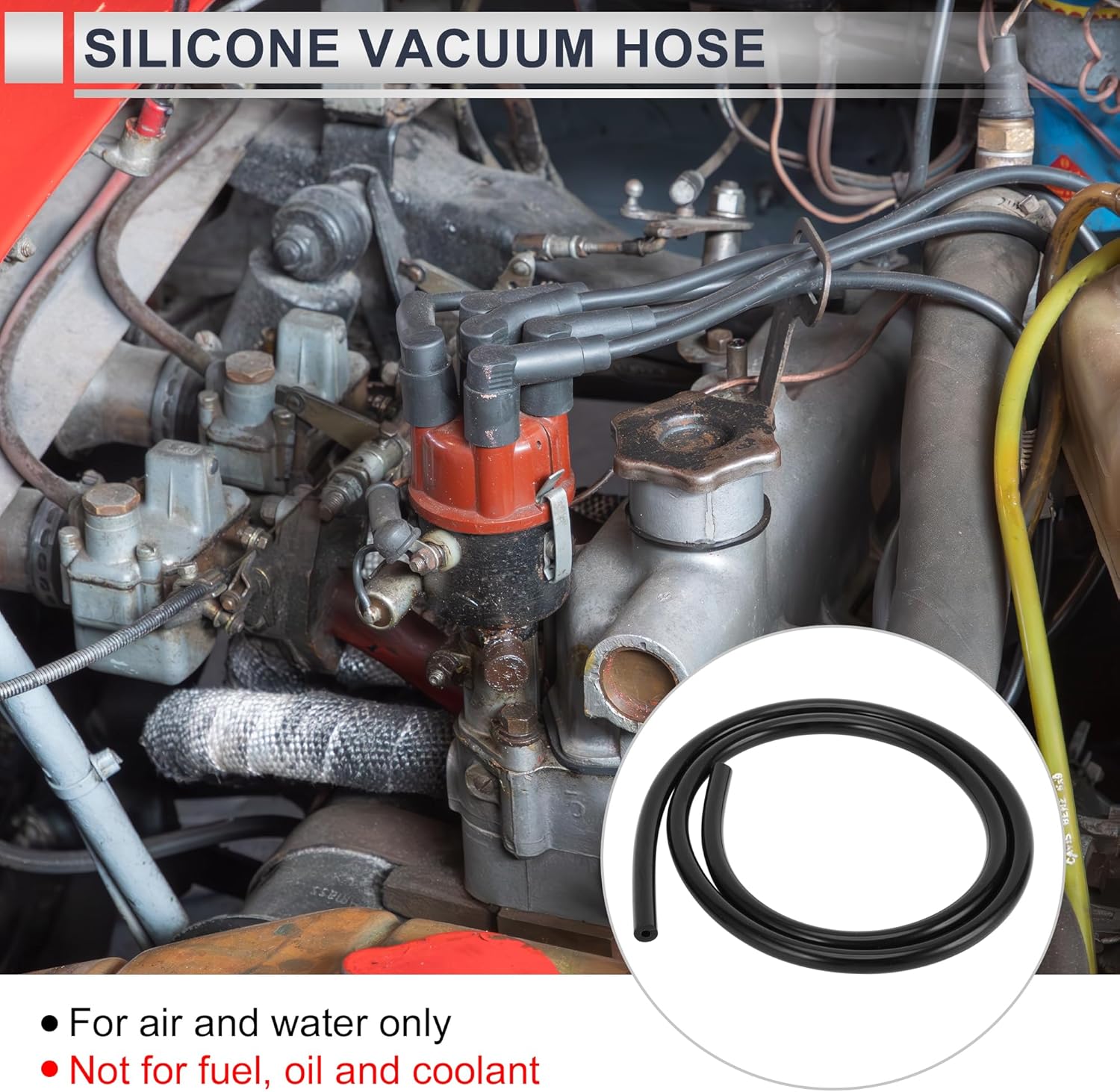 1 Pcs Universal Silicone Vacuum Tubing Hose High Temperature 3.3FT 3/16" 4mm ID 3mm Thickness Automotive Vacuum Line 130PSI Max Pressure Black Silicone - Image 2