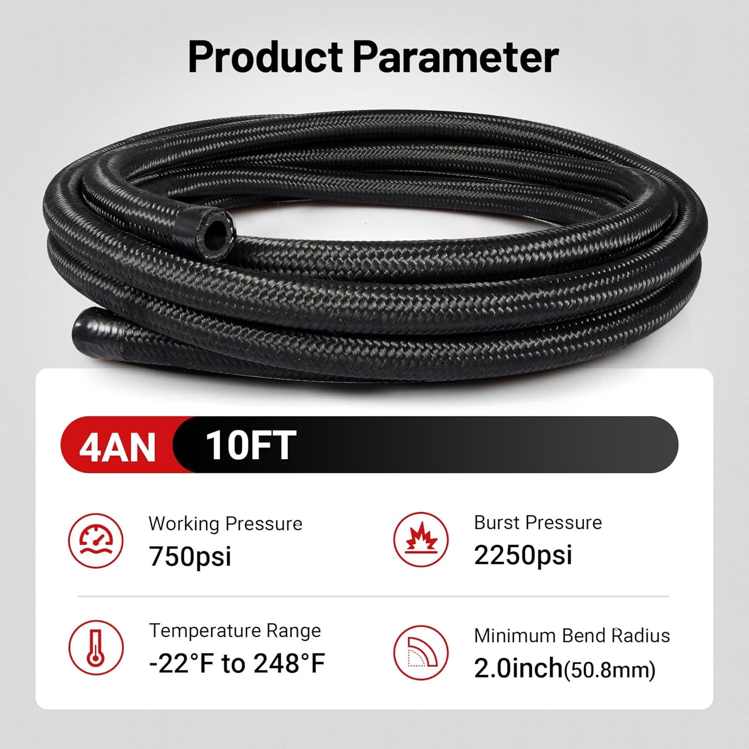EVIL ENERGY 4AN Fuel Line Kit, 4AN Nylon Braided Fuel Line Hose Fitting Kit CPE 10FT Black - Image 3