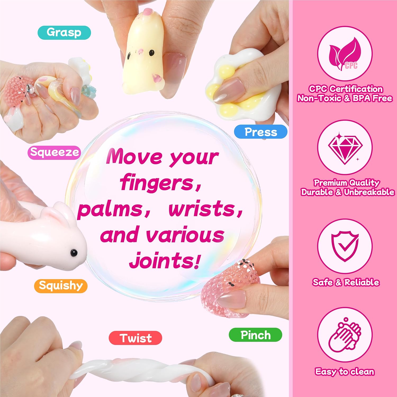 24Pack Taba Squishy Toys kit - Squishy Fidget Toys Party Favors for Kids 8-12-Kawaii Squishies Squeeze Toys for Girls 8-10,6 7 8 9 10 11 12 Year Old Girl Birthday Gifts Fidgets for Kids Classroom - Image 5