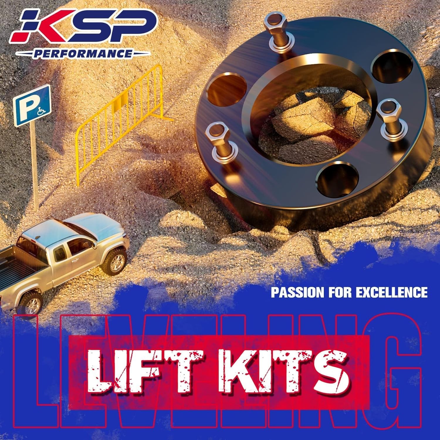 KSP 2.5" Leveling Kits for Ram 1500 2009-2026, 2pcs Front Lift Spacer Raise 2.5in Height for the Truck Chassis Frame, 2.5 Inch Aluminum CNC Strut Spacers fit Dodge Dakota 2005-2011, Raider 2006-2009 - Image 6