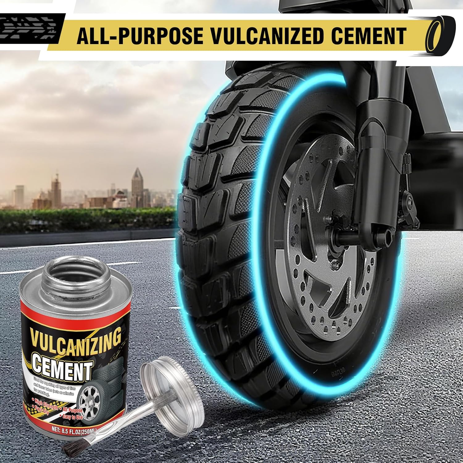 Chemical Vulcanizing Cement – Clear Tire Repair Glue, All Purpose Rubber Cement Glue for Tire Patches and Plugs, Fast-Drying Repair Adhesive for All Rubber Types (8.5 OZ) - Image 7
