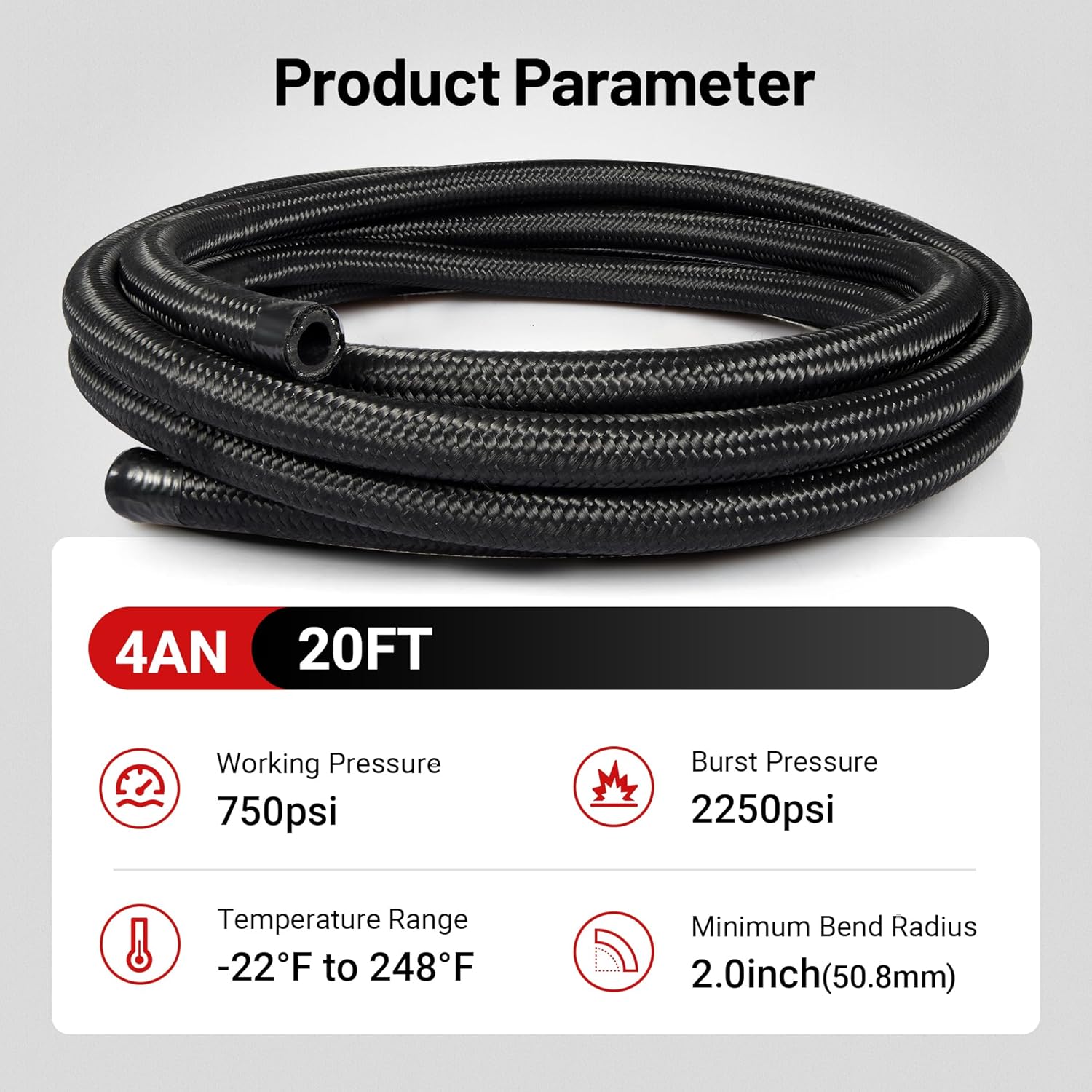 EVIL ENERGY 4AN Fuel Line, AN4 Braided Fuel Hose Nylon CPE 20FT Black - Image 4