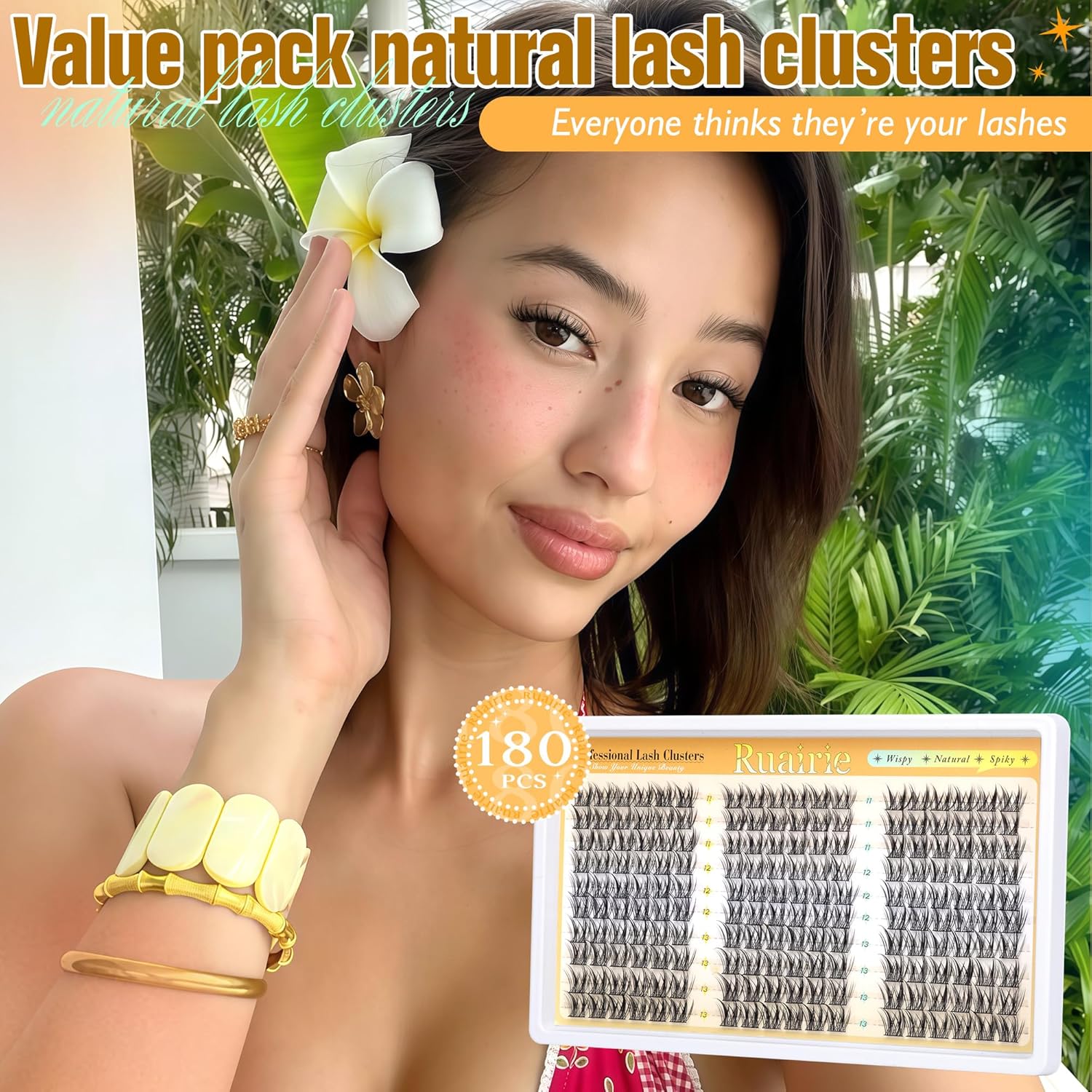 Manga Lash Clusters Kit Natural Eyelash Clusters Kit Wispy Lash Extensions 180pcs Spiky Cluster Eyelash Extensions C Curly 11-13mm Eyelash Extension Kit with Bond, Seal and Tweezers by Ruairie - Image 2