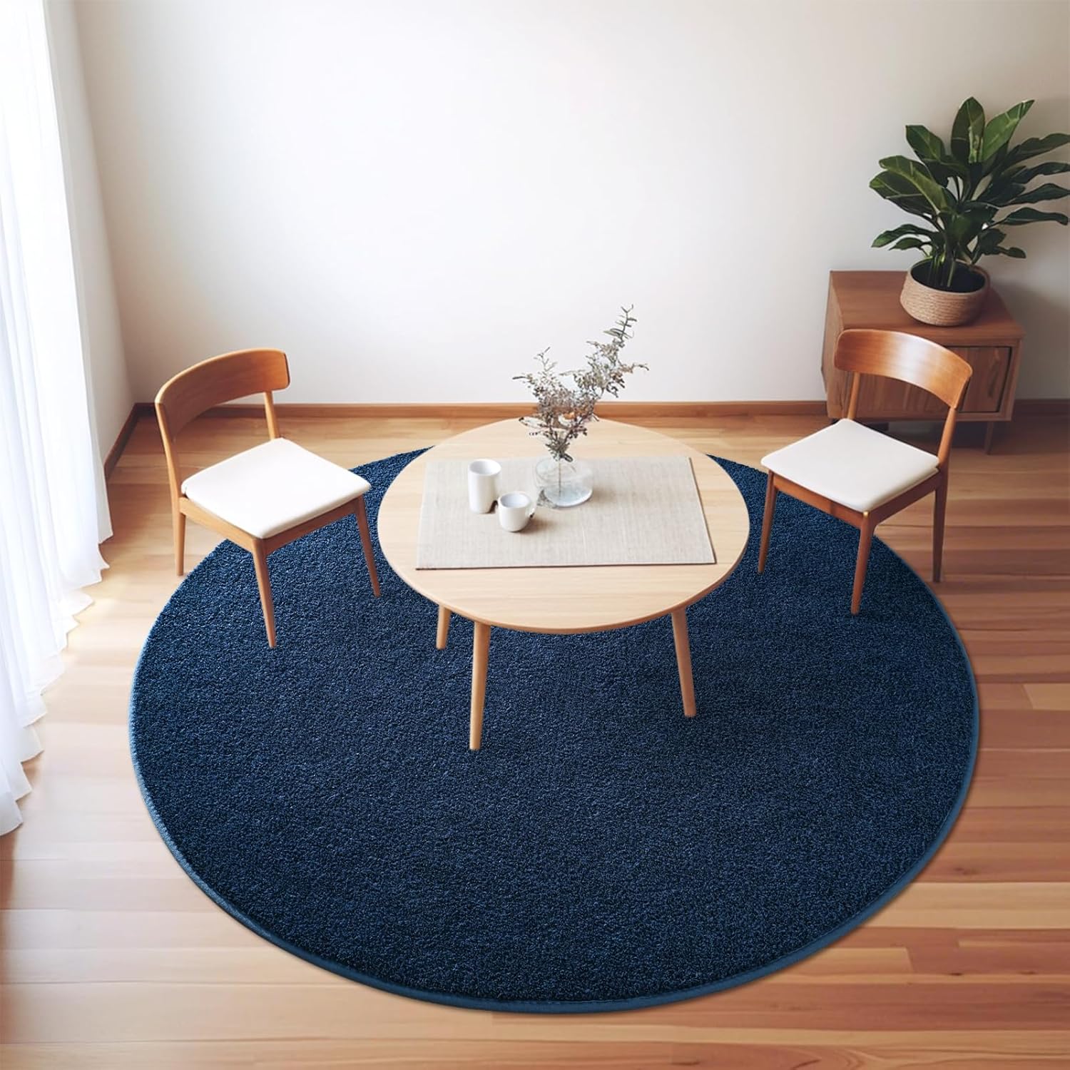 Nuttumico Ultra Soft Round Area Rugs for Living Room Bedroom, 4x4 Feet Navy Blue Washable Non-Slip Indoor Rugs, Thickened Memory Foam Modern Indoor Circle Carpet for Boys Girls Room Home Decor - Image 7