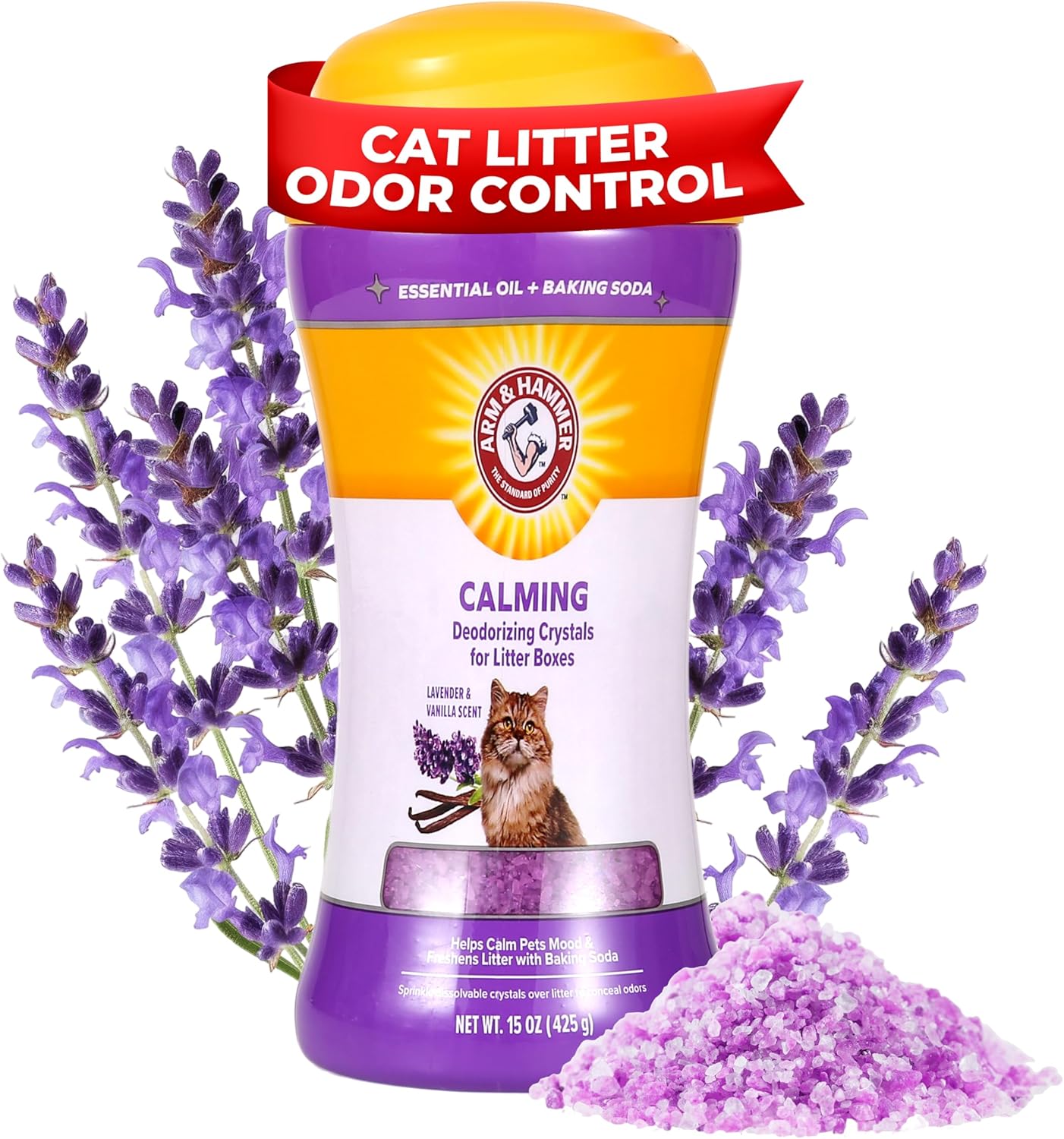Arm & Hammer Cat Litter Deodorizing Crystals with Baking Soda, Odor Neutralizer, Dissolving Litter Box Deodorizer for Cat Odor Control, Lavender and Vanilla Scent, 15 Oz - Image 4