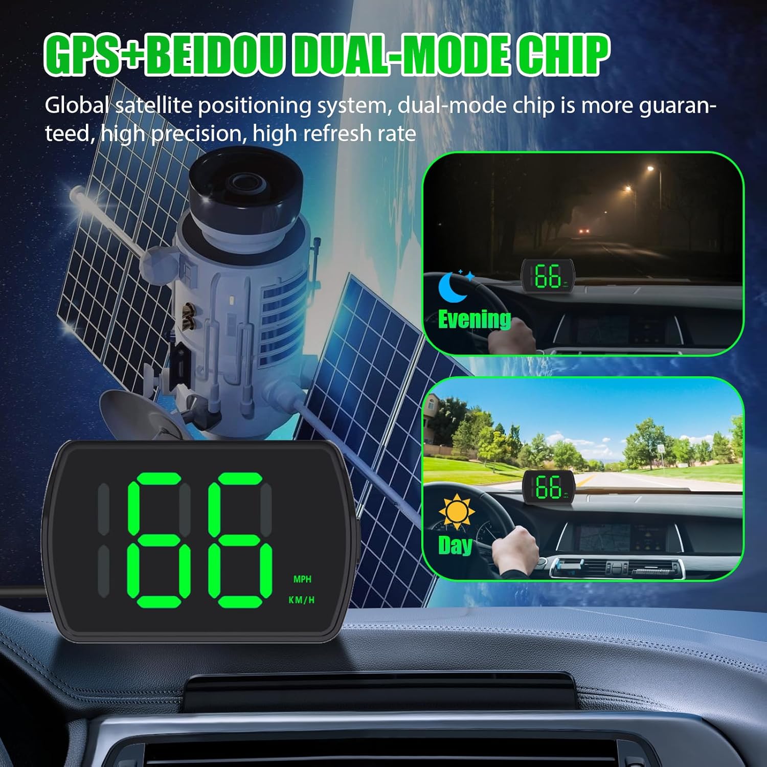 GPS Digital Speedometer for Car MPH, Universal HUD Speed Meter with LED Large Font with USB Cable, Plug and Play for Truck Motor SUV Golf Cart All Vehicles (Contain Car Charger Adapter) - Image 4