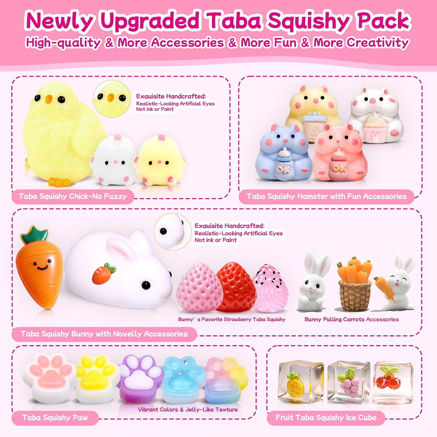 24Pack Taba Squishy Toys kit - Squishy Fidget Toys Party Favors for Kids 8-12-Kawaii Squishies Squeeze Toys for Girls 8-10,6 7 8 9 10 11 12 Year Old Girl Birthday Gifts Fidgets for Kids Classroom - Image 3