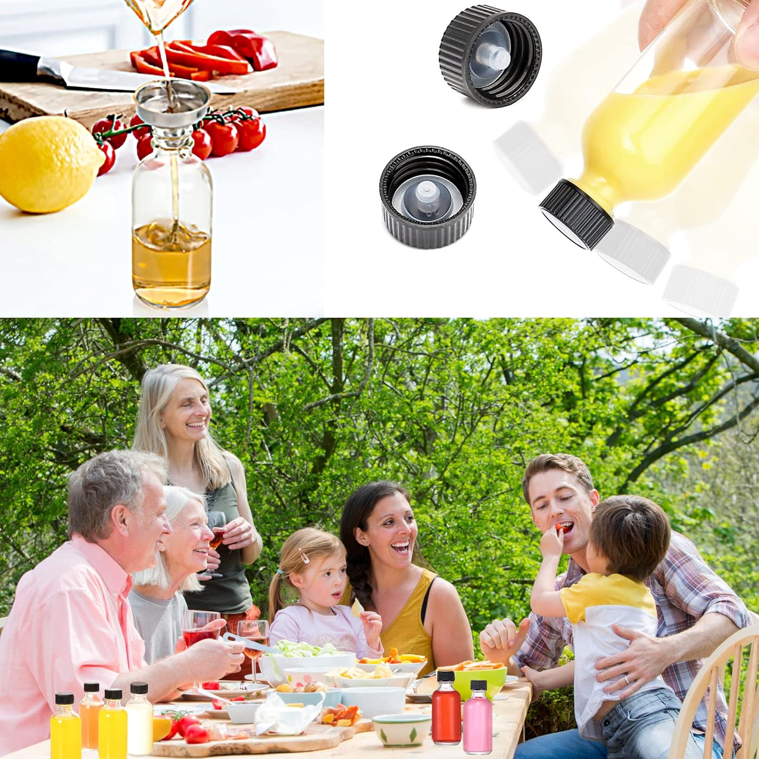 12pack 4oz Glass Bottles With Caps,Wellness Shot Jar Sample Bottles for Bourbon Whiskey,liquor,Potion,Oils,Vanilla Extract,Tincture,Hot Sauce,Syrup,Juice,with Funnels,Labels,Brush,No Leakag - Image 4