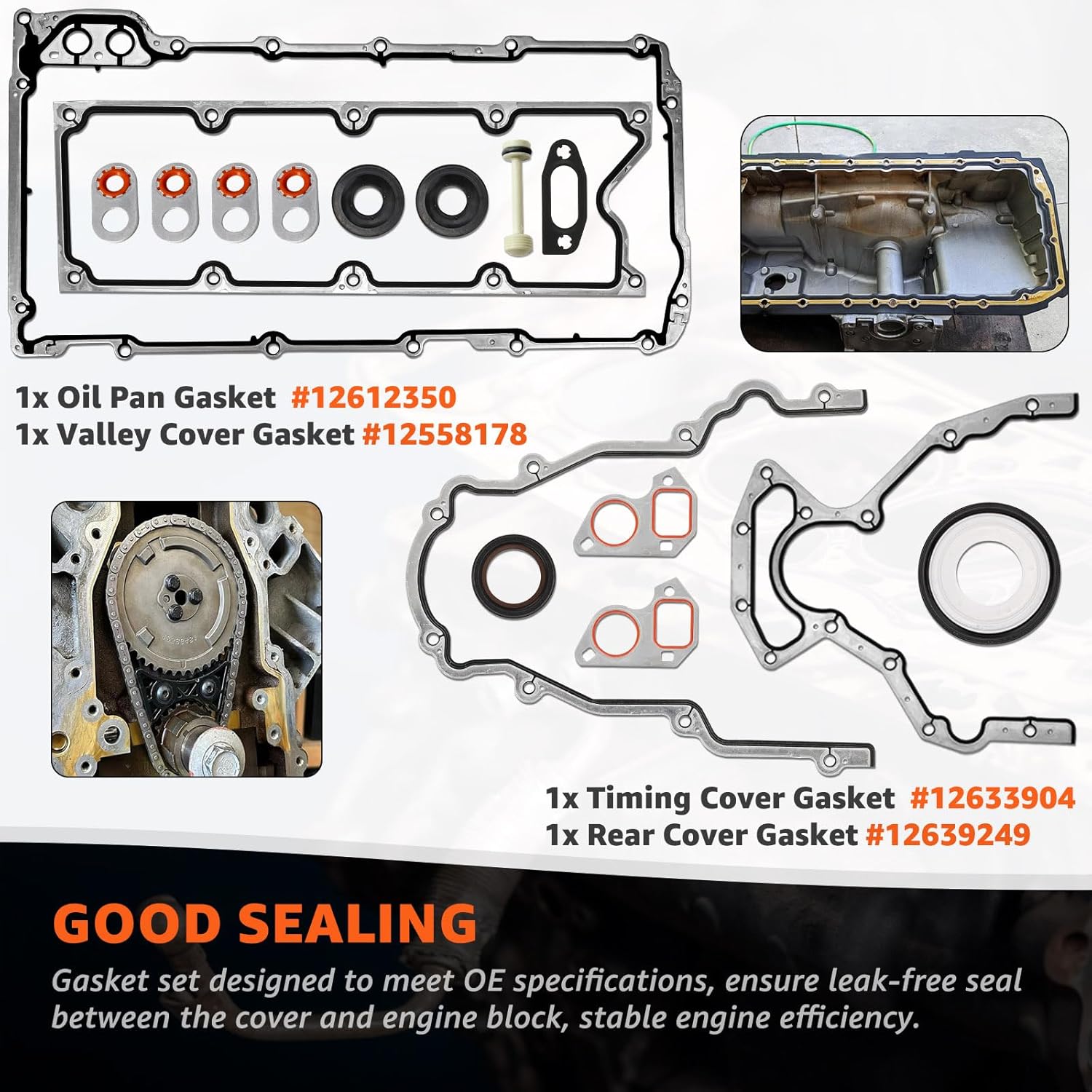 LS 5.3 Gasket Set & MLS Head Gaskets Fits 4.8L 5.3L 5.7L LS1 LS6 LM7 L59 LR4 Gen 3 V8 Engines Compatible with Chevy GMC Cadillac Buick Models Replace# 12589226 12558178 12612350 - Image 5
