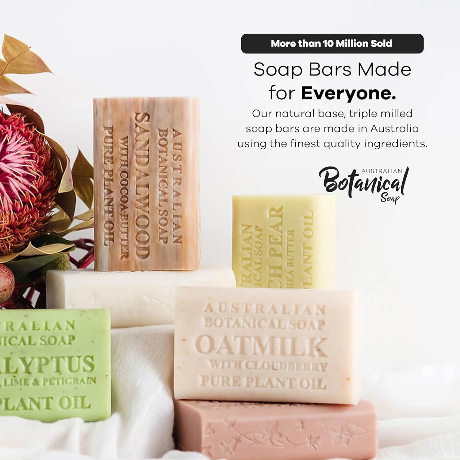 Australian Botanical Soap 16-Bar Set, Goats Milk & Soya Bean 8-Pack + Variety 8-Pack,| 6.6 OZ Triple-Milled Soap Bars with Organic Shea Butter & Sustainable Plant Oils - Image 8