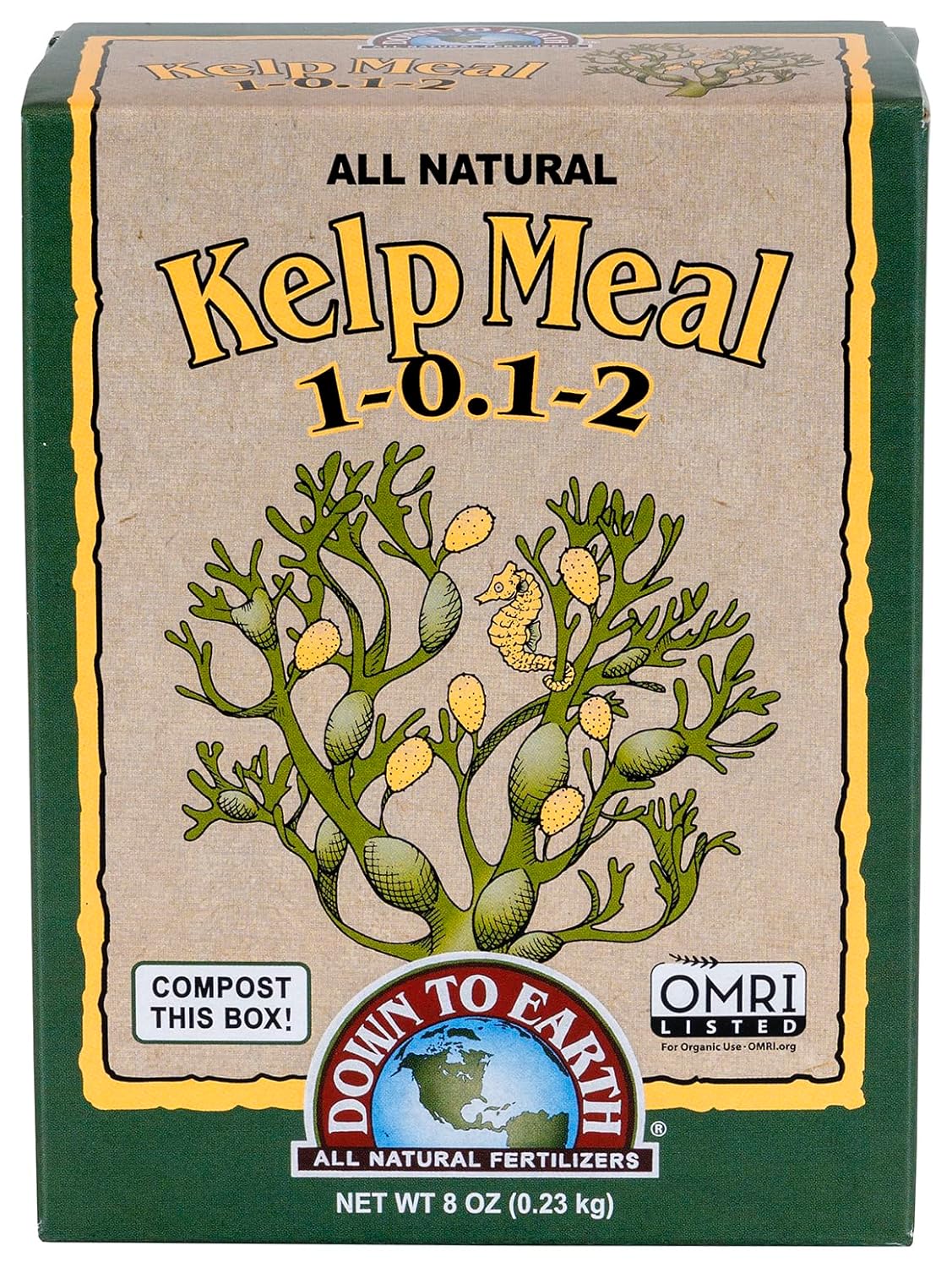 Down To Earth All Natural Fertilizers Organic Kelp Meal - Plant Food with Seaweed (Ascophyllum nodosum), Potassium and Trace Minerals 1-0.1-2, 0.5 lb