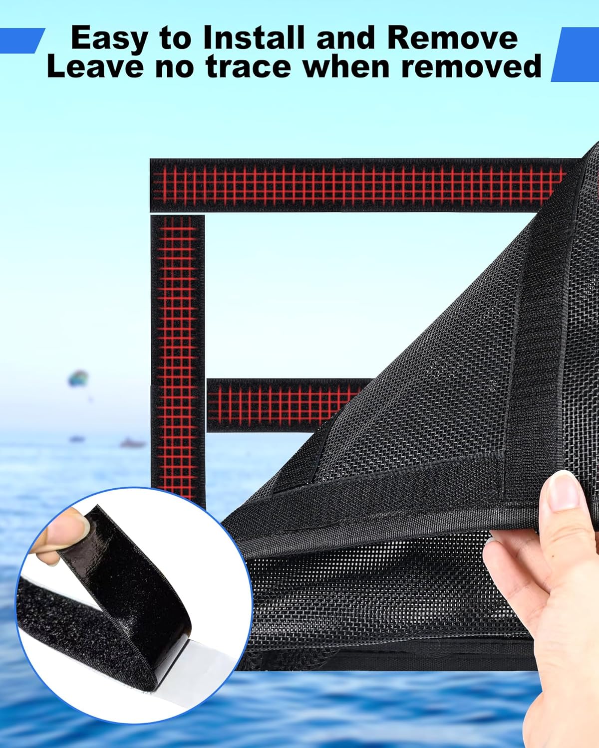 PLOZANO Closable Boat Storage Bag with Lid, Reflective Strong Adhesive PVC Boat Caddy Organizer Mesh Bag, Boat Storage Net for Gloves, Flashlight etc.13.4"x9.8" - Image 5