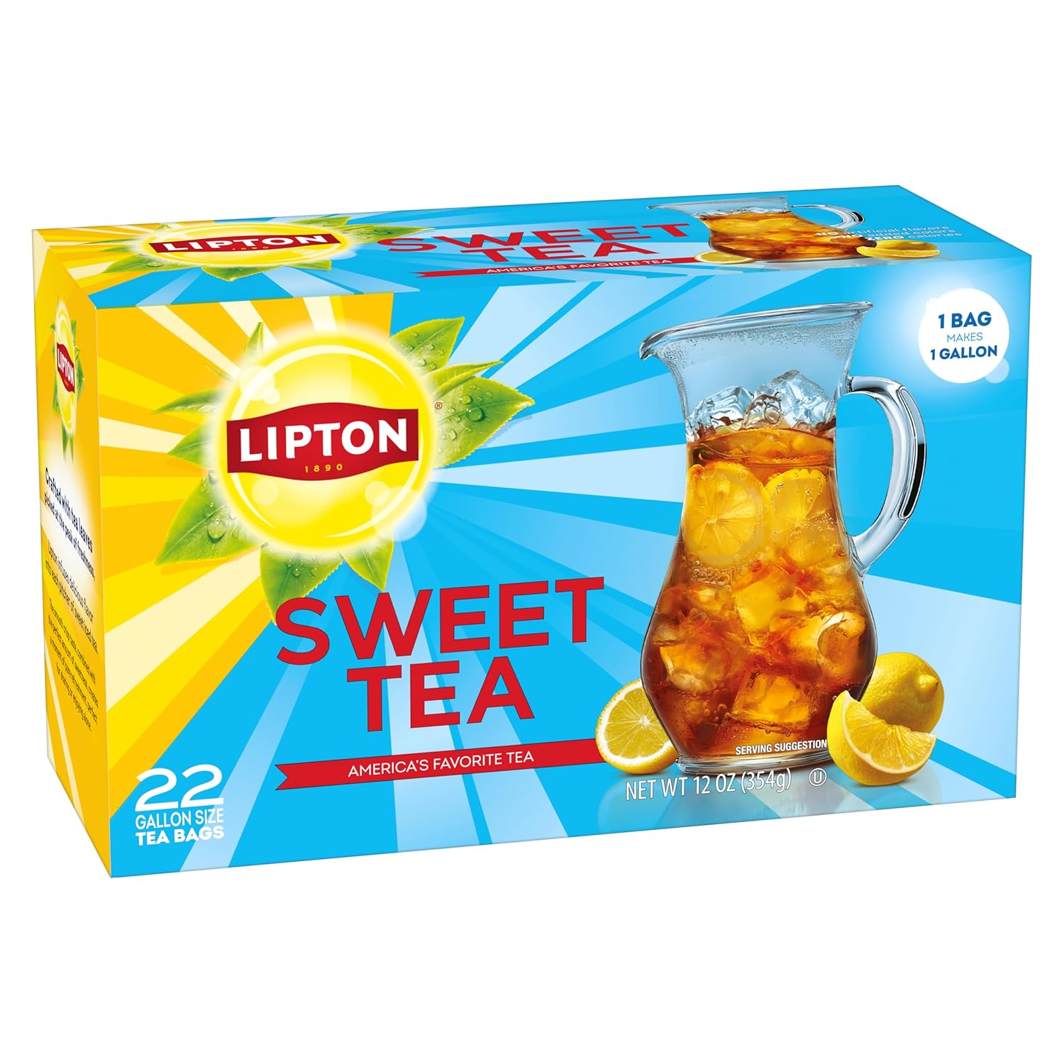 Lipton Southern Sweet Black Tea Bags Gallon Size 22-Count Zero Calories Rainforest Alliance Certified Iced Tea for Hot Brew Cold Drink Family Size Bulk Tea Beverage - Image 5