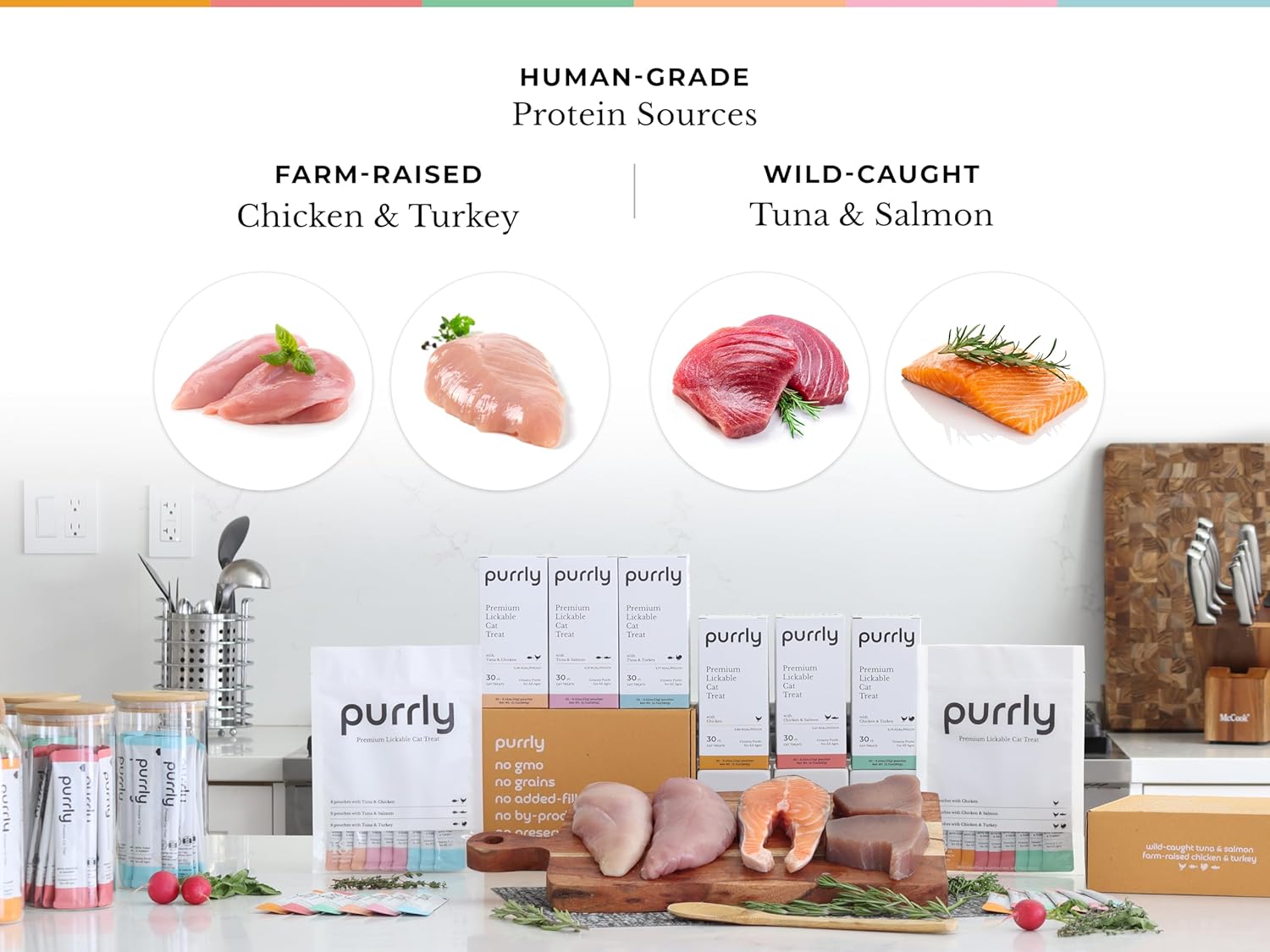 Purrly Cat Treat Snack Wet Lickable Low Calorie Healthy Grain-Free Tuna Variety Packs (18 Count) Squeezable Creamy Purée with Human-Grade Proteins and Functional Nutrients No-Artificial-Additives - Image 3