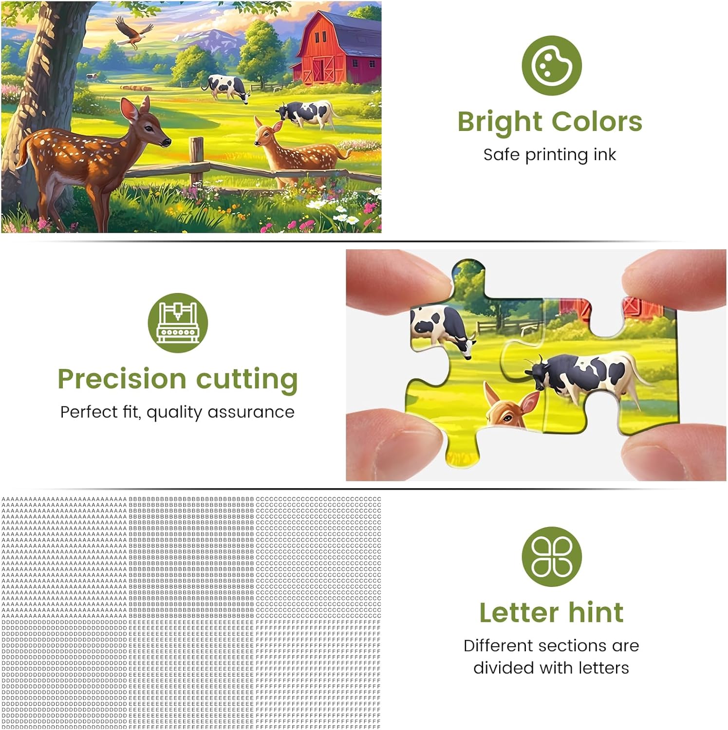 300 Pieces Puzzles for Adult Jigsaw Puzzle 300 Piece Children Elderly Puzzle Deer Cow Farm Puzzle Gift for Mom Dad Family Friend Family Activity Games Home Decor Wall Art 20.5x15IN - Image 4