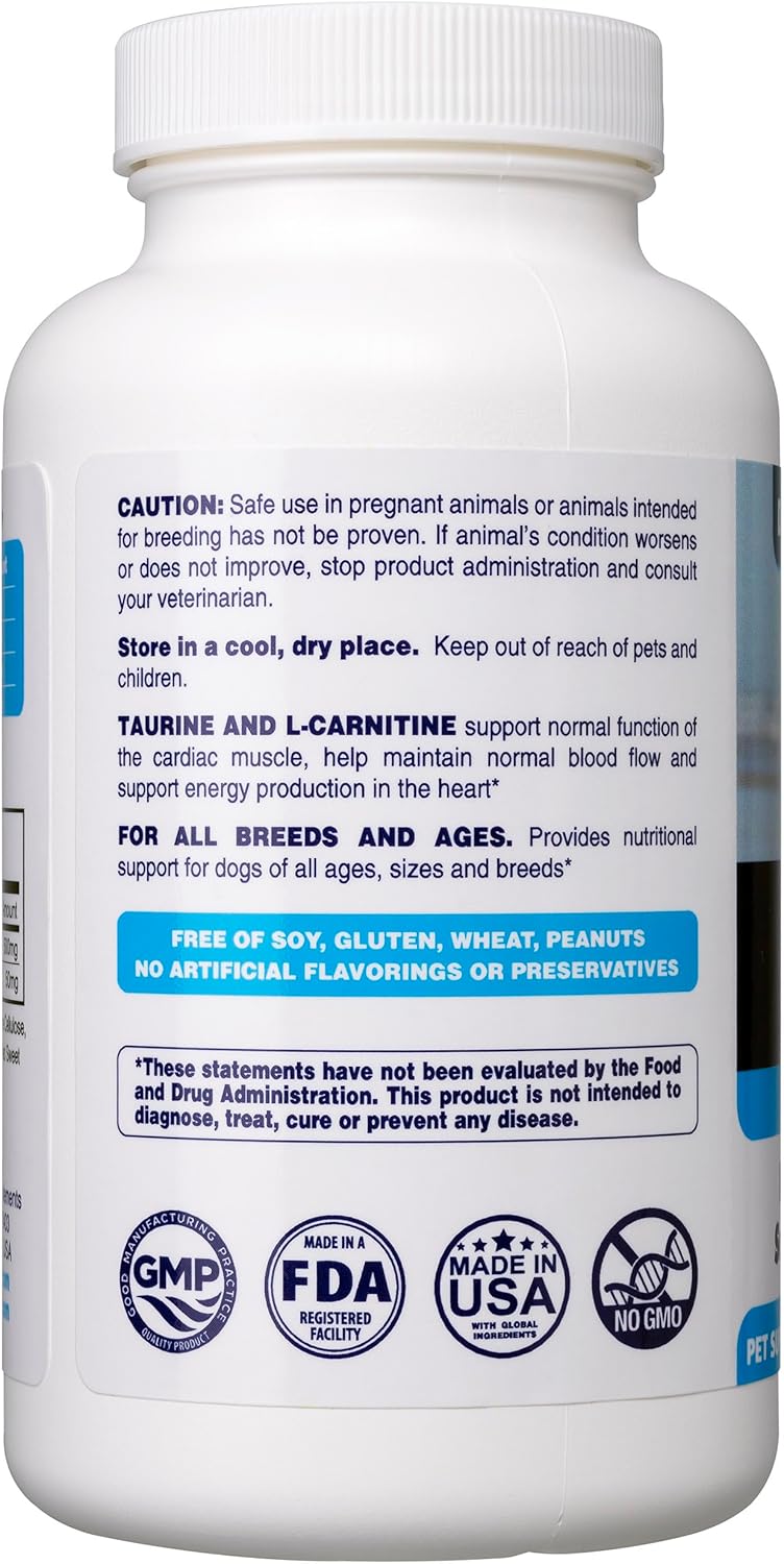 Taurine Supplement for Dogs Meets RDA of 500 mg per 25lbs Weight Unlike Most Alternatives, 120ct, Helps Maintain Dog Heart Health, Normal Function of The Cardiac Muscle & Normal Blood Flow - Image 3