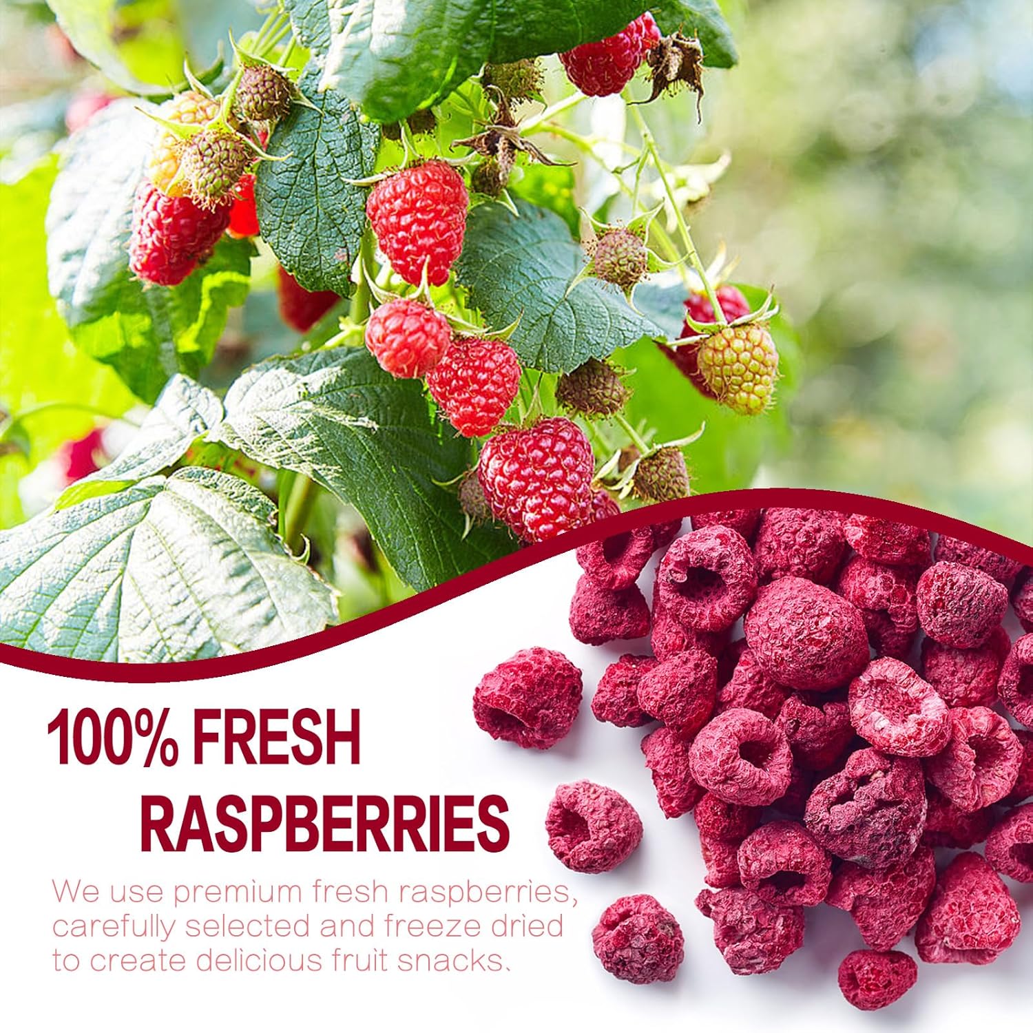 Freeze Dried Raspberries, Freeze Dried Fruit, 110G/3.88OZ Whole Frozen Raspberries, No Sugar Added, Healt-hy Snacks for Cocktails, Cake, Baking, Sorbet, Tea, Yogurt - Image 3