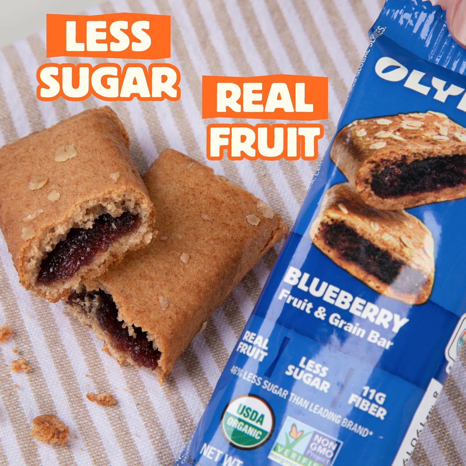 Olyra Blueberry Fruit Bars, Soft Baked, Prebiotic High Fiber Snack, Organic Snacks, Healthy Snacks for Adults and Kids, Low Sugar, Vegan, Office Breakfast Bars, USDA Certified Organic, Non GMO (Pack of 12) - Image 7